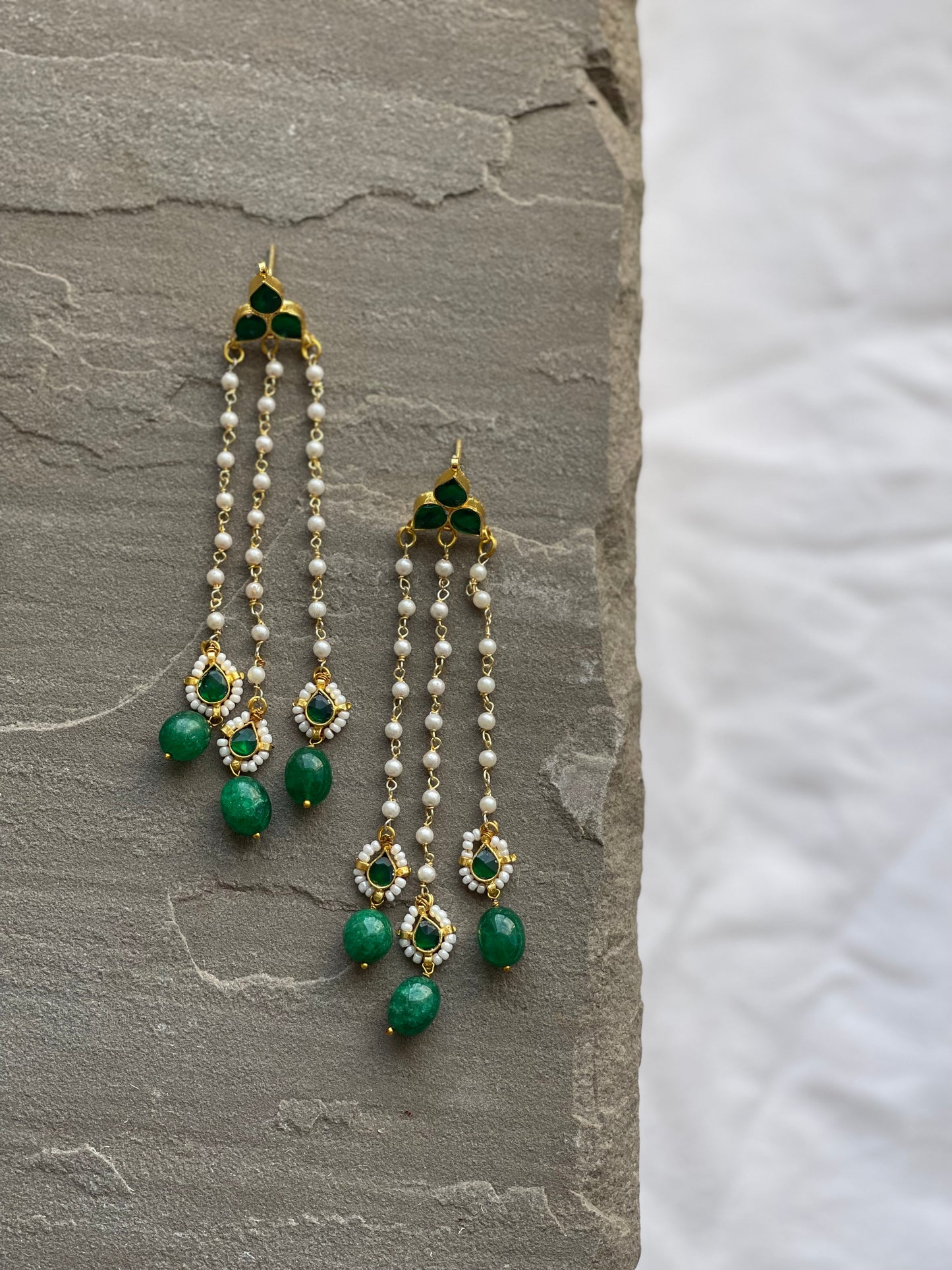 INIKA | Green & Gold Lightweight Festive Earrings