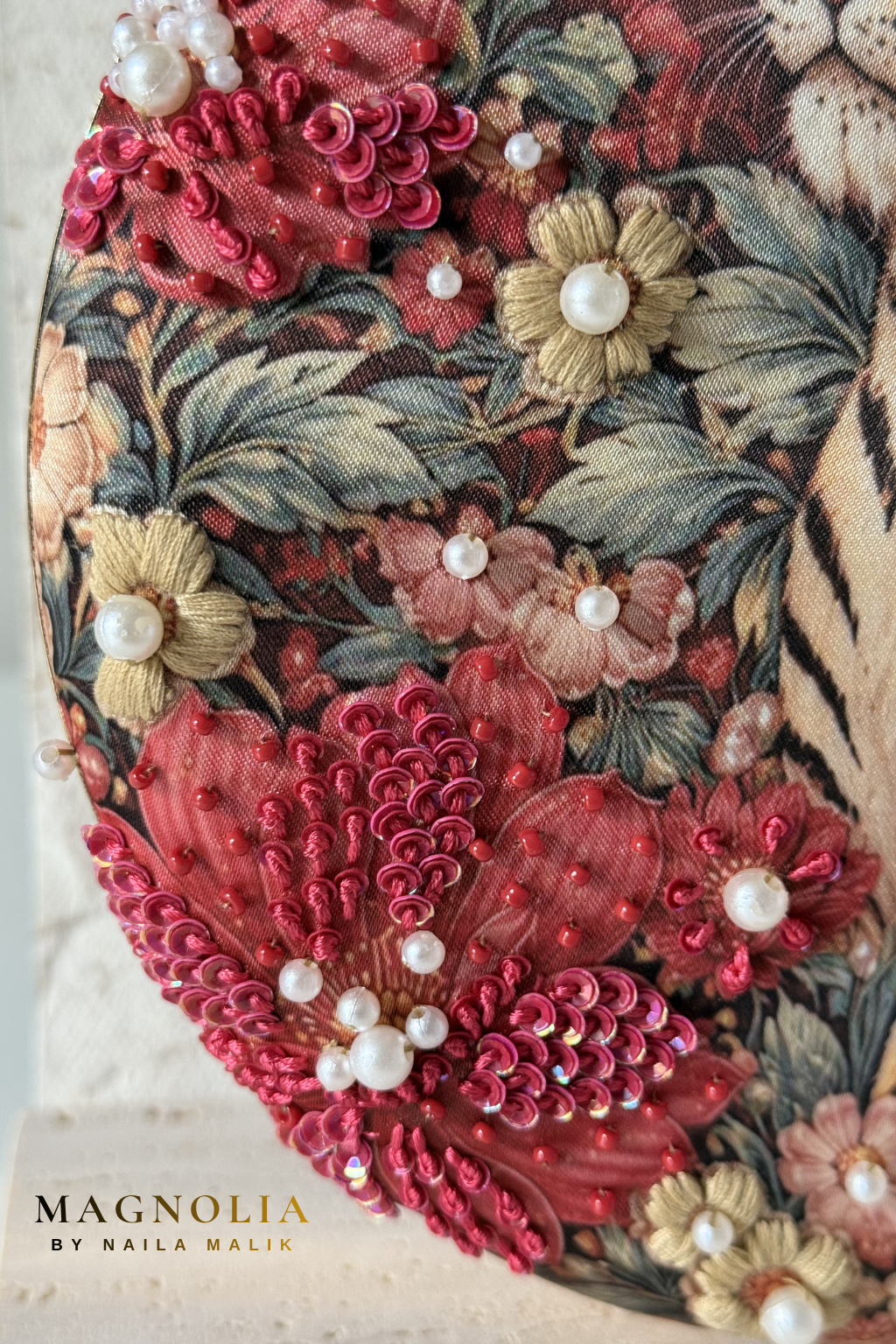 BAGH OF BENGAL | Indian Themed Red Orange Printed Embroidered Clutch