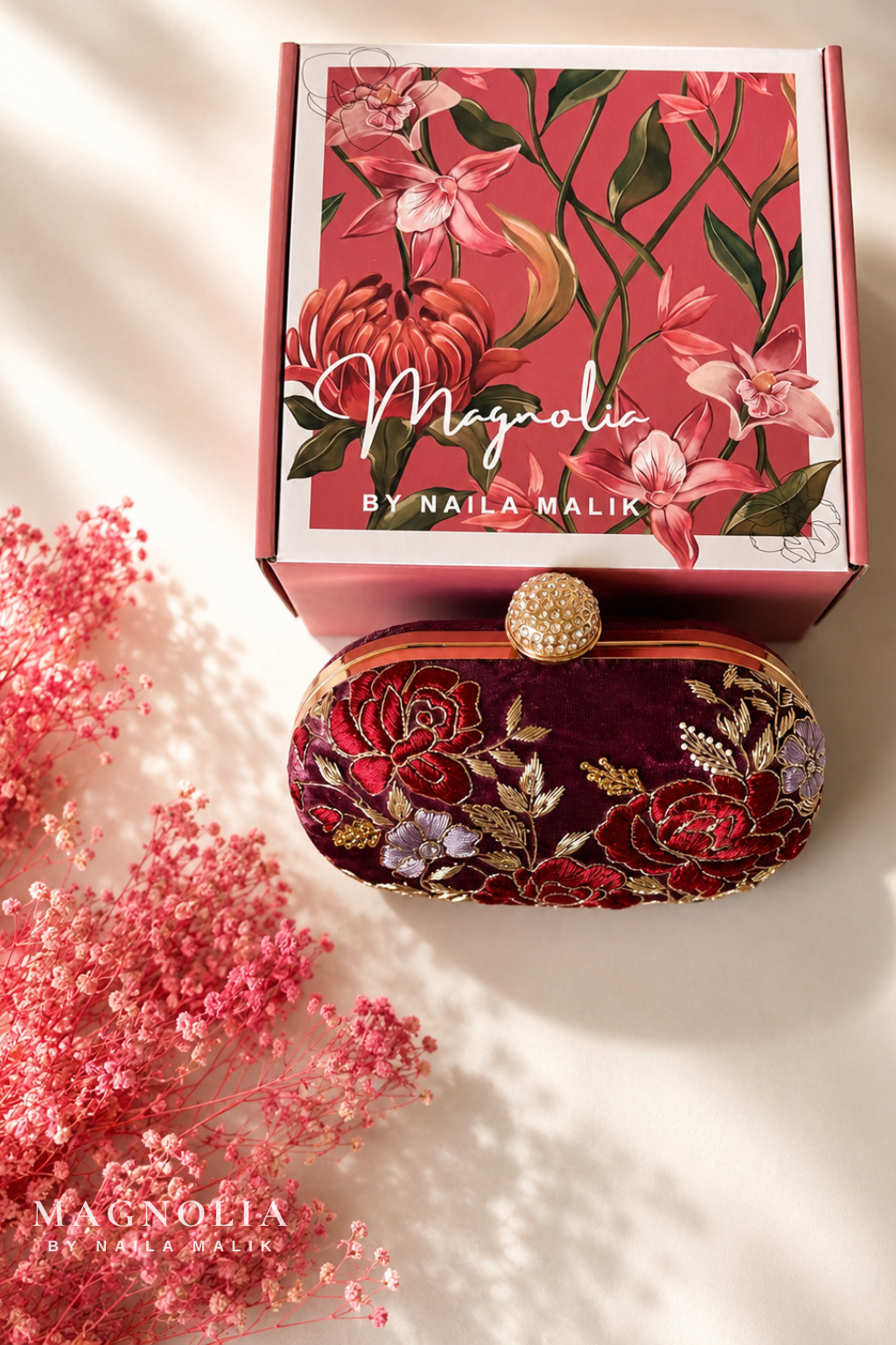 RIO | Plum Floral Embroidered Clutch Bag
