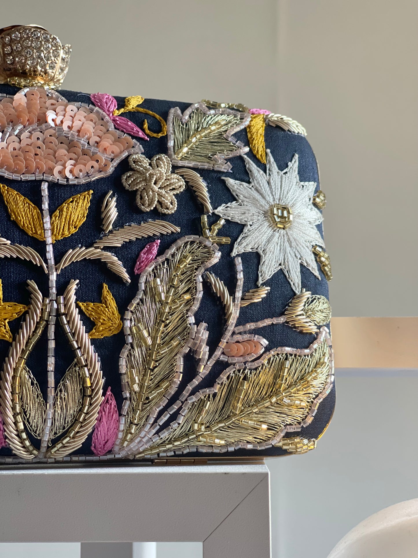 VALLETA Blue Zardozi Clutch (Final Stock)