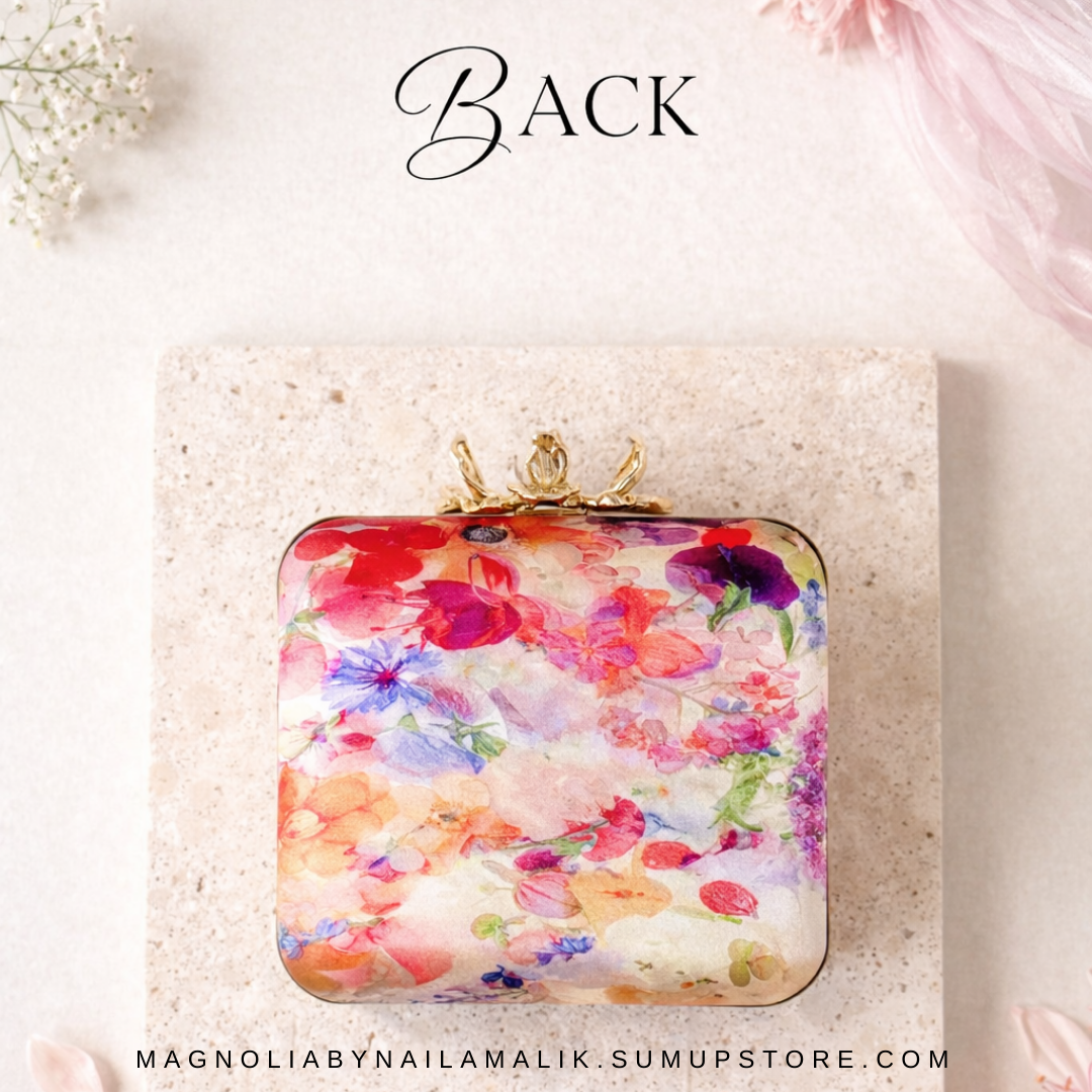 SAN DIEGO Printed Silk Clutch Beaded Evening Purse