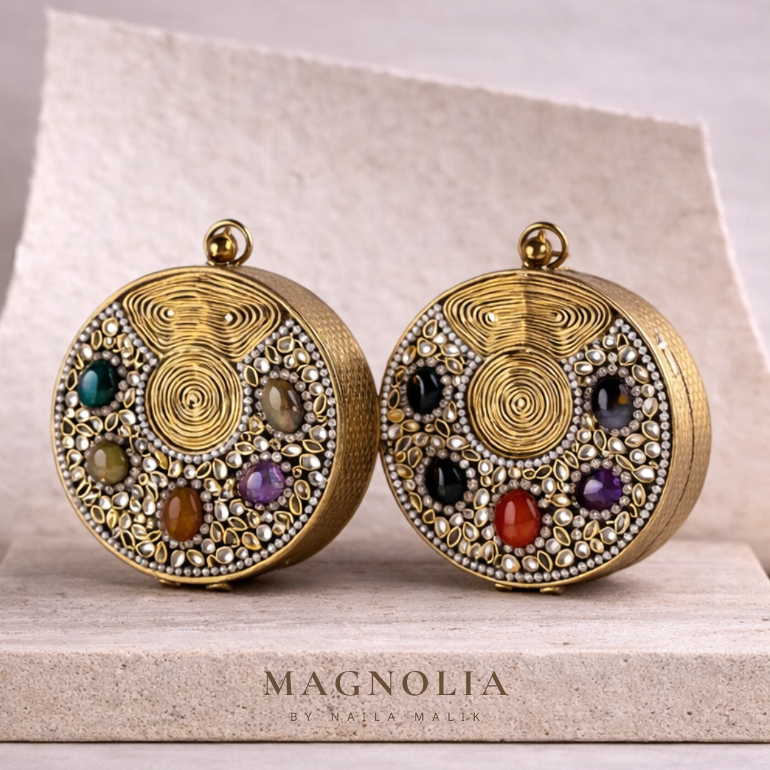 NISHIKI MARKET MINAUDIERE | Mini Gold Kundan Clutch