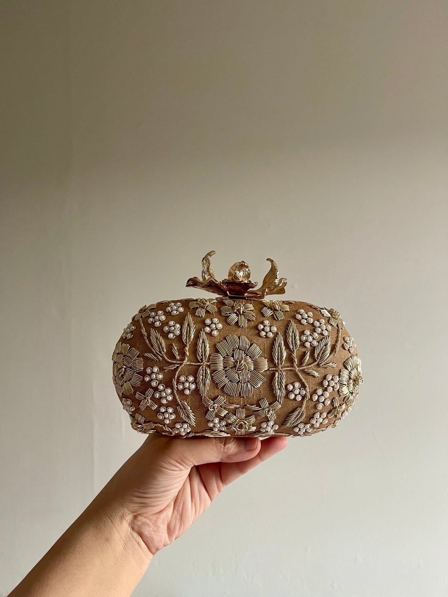 ROSELYN Gold Embroidered Floral Clutch (Final Stock)