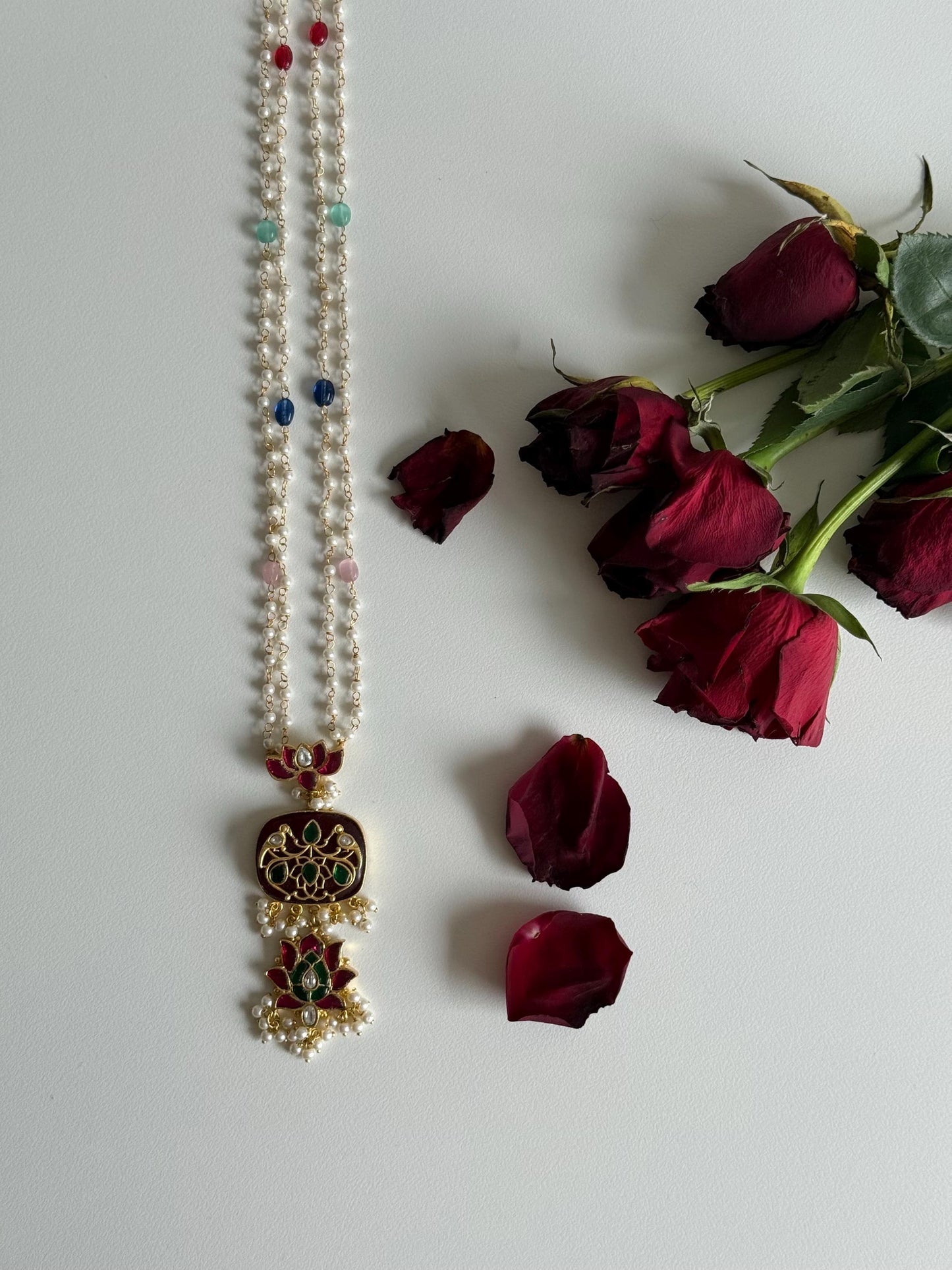 ADVEKA Ethnic Mala Long Haar with Earrings | Meenakari Work