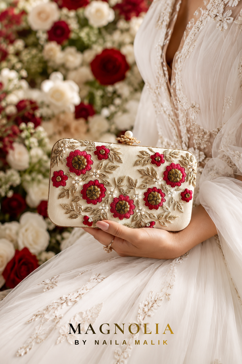ALEXANDRIA | Pearl White Bridal Clutch