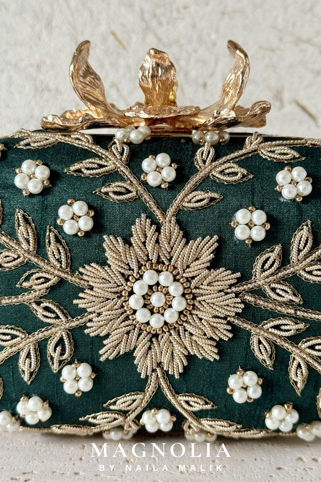 ROSA | Emerald Green Floral Clutch