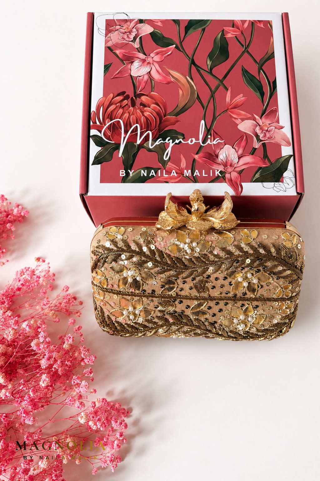 POSITANO | Gold Embroidered Clutch Bag