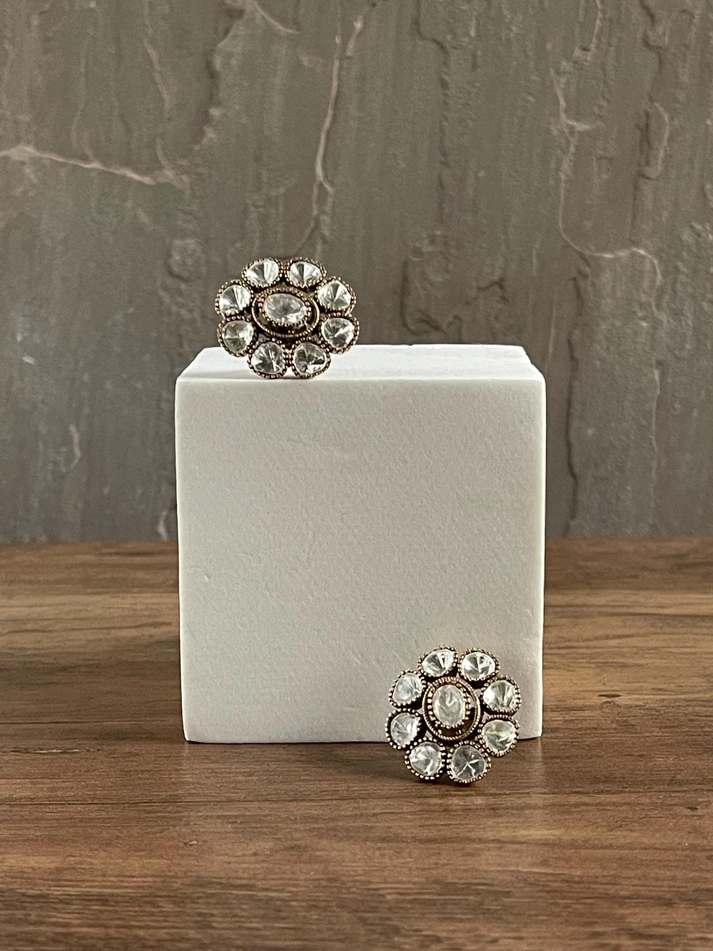 FLORIA | Polki Stud Earrings: Floral Design, Gift For Her