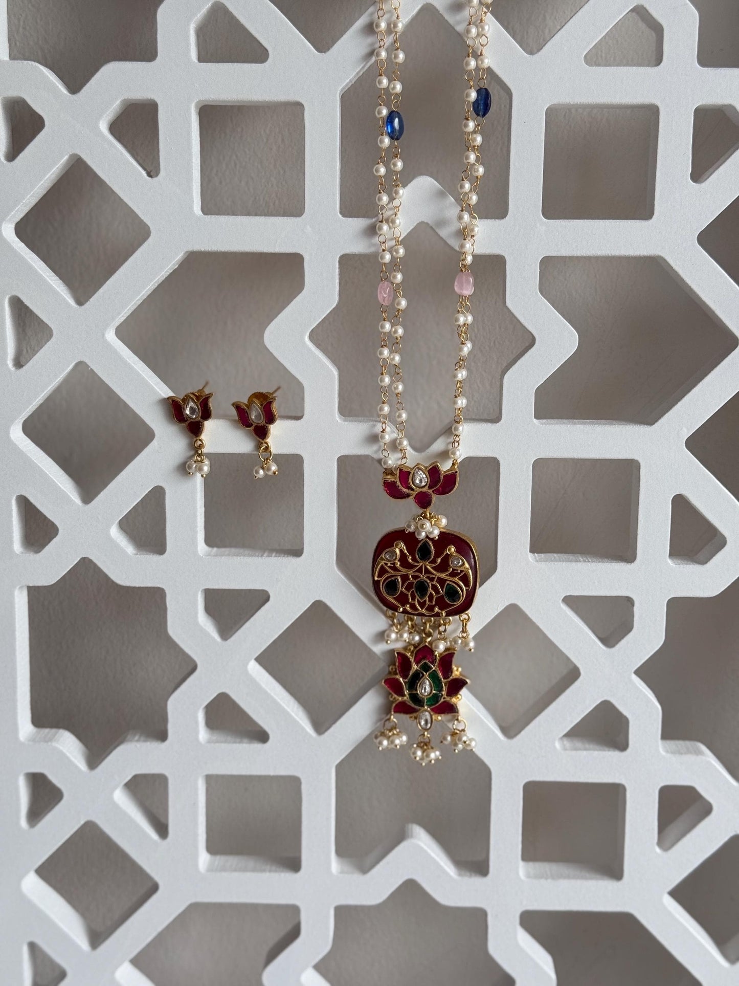 ADVEKA Ethnic Mala Long Haar with Earrings | Meenakari Work