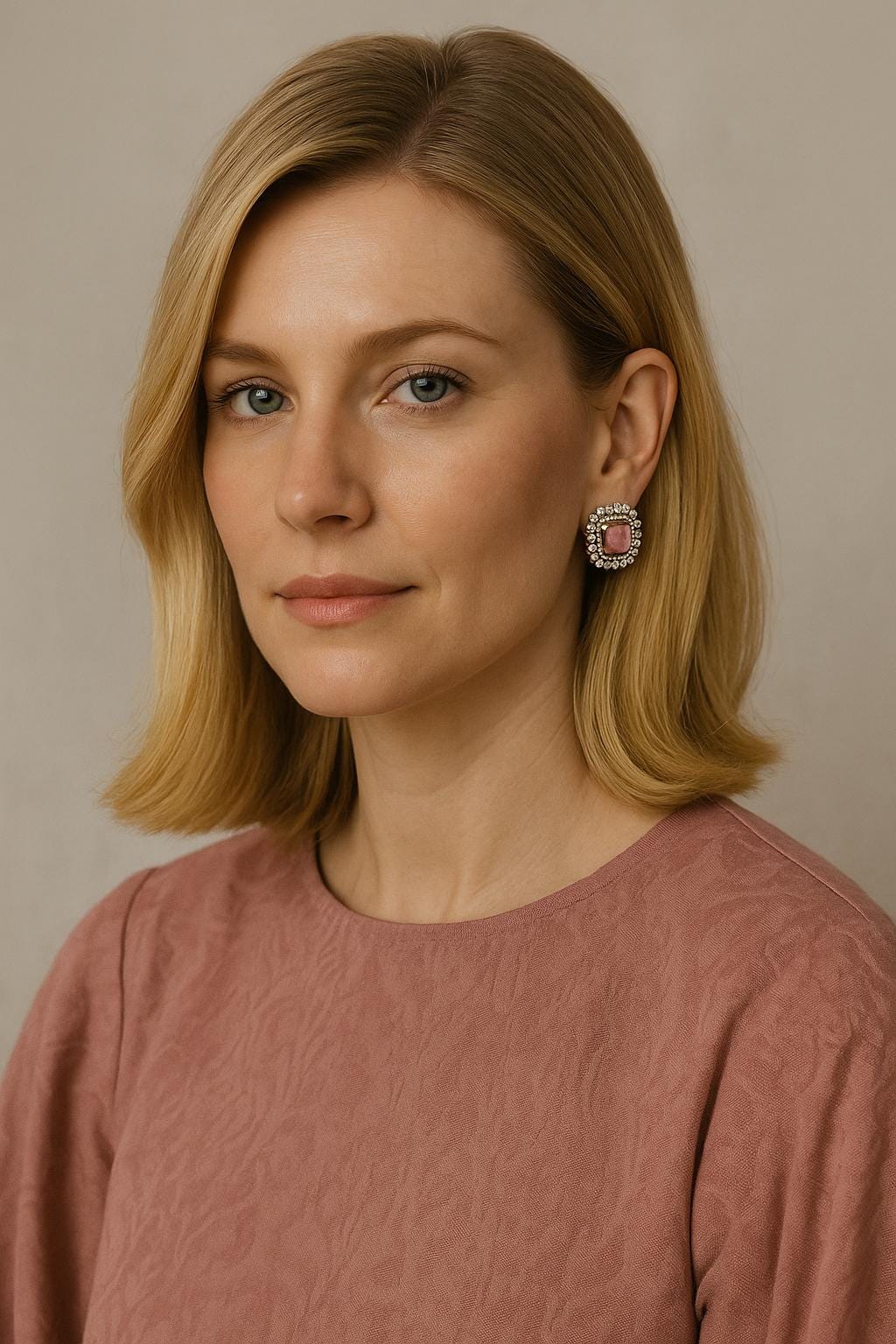 AMY |Pink Statement Stud Earrings: Gold-Plated Brass, CZ Halo