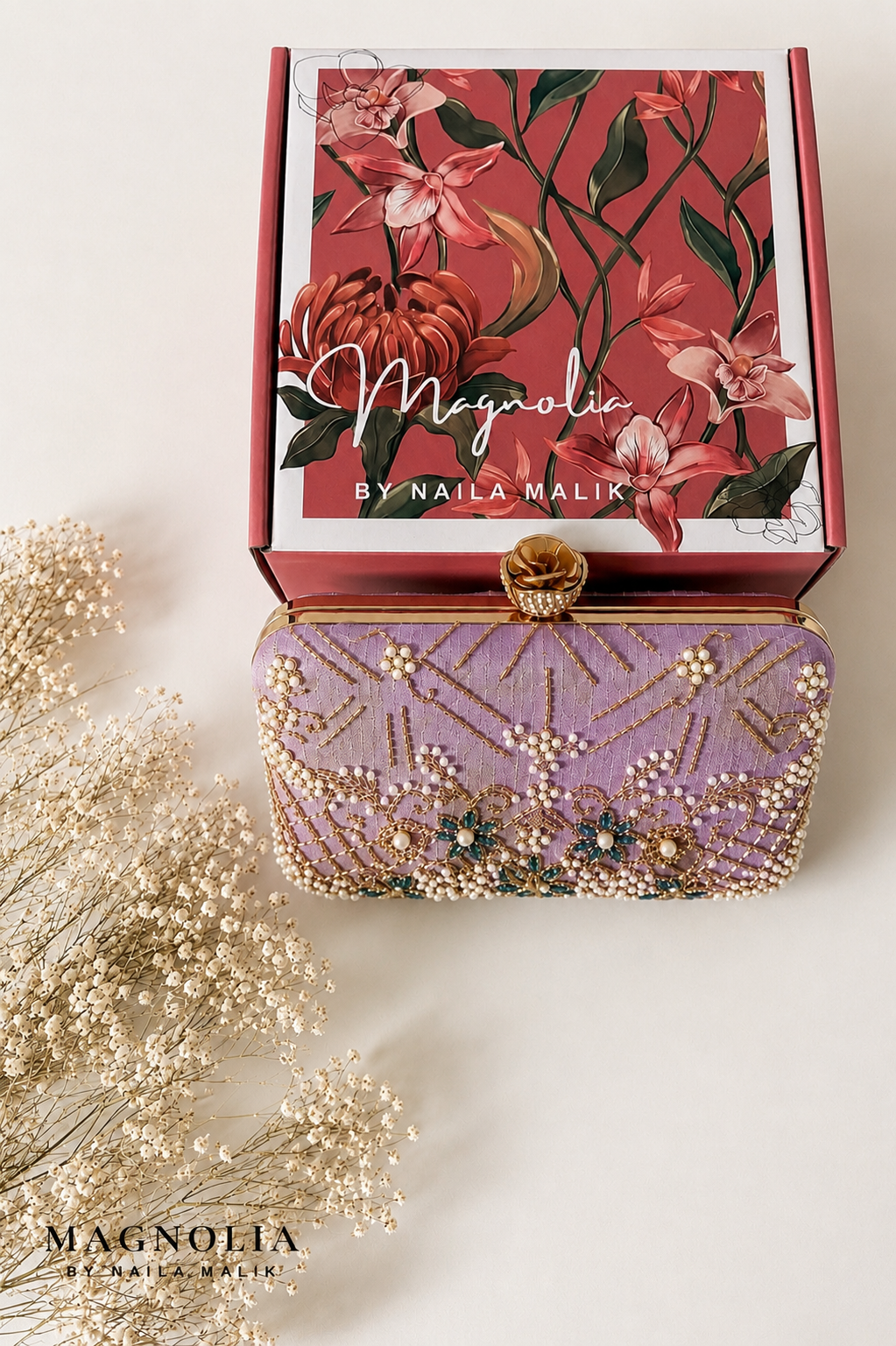 BORDEAUX | Lilac Embroidered Clutch