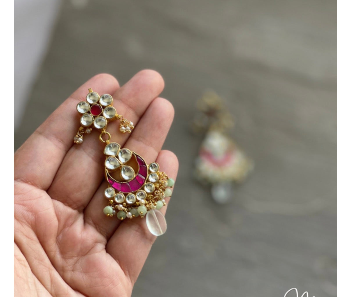 GHAZFA | Aqua Pink Kundan Earrings