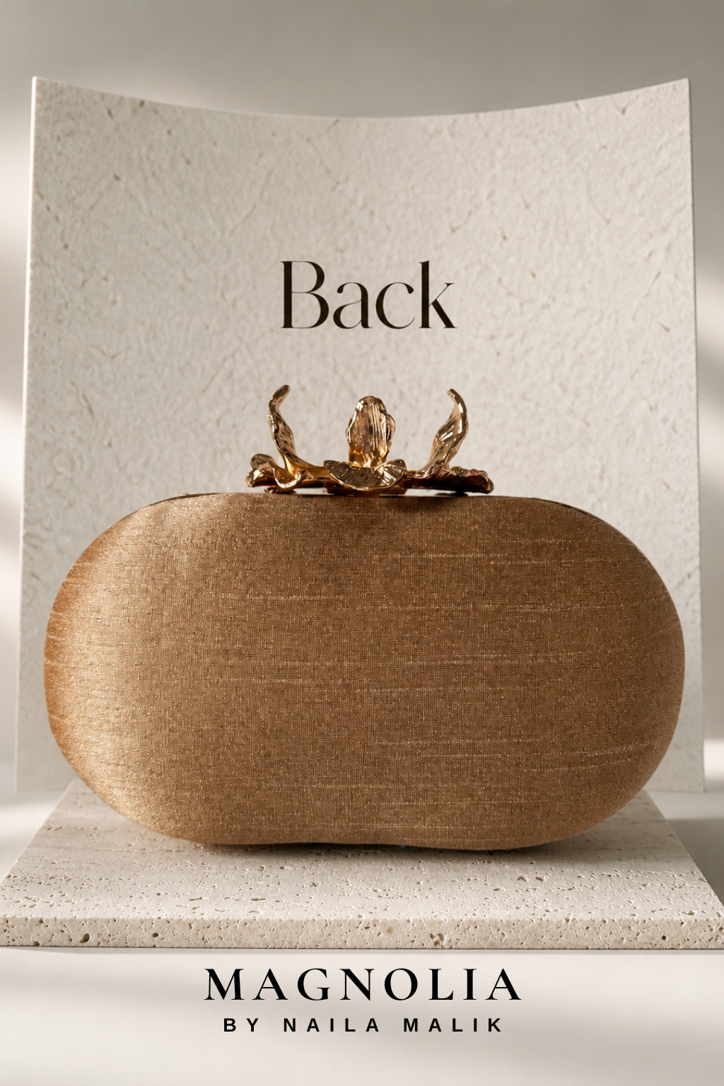 SUEZ | Floral Embroidery Gold Clutch