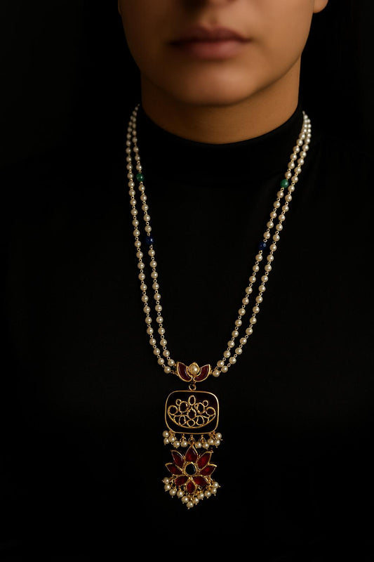 ADVEKA Ethnic Mala Long Haar with Earrings | Meenakari Work