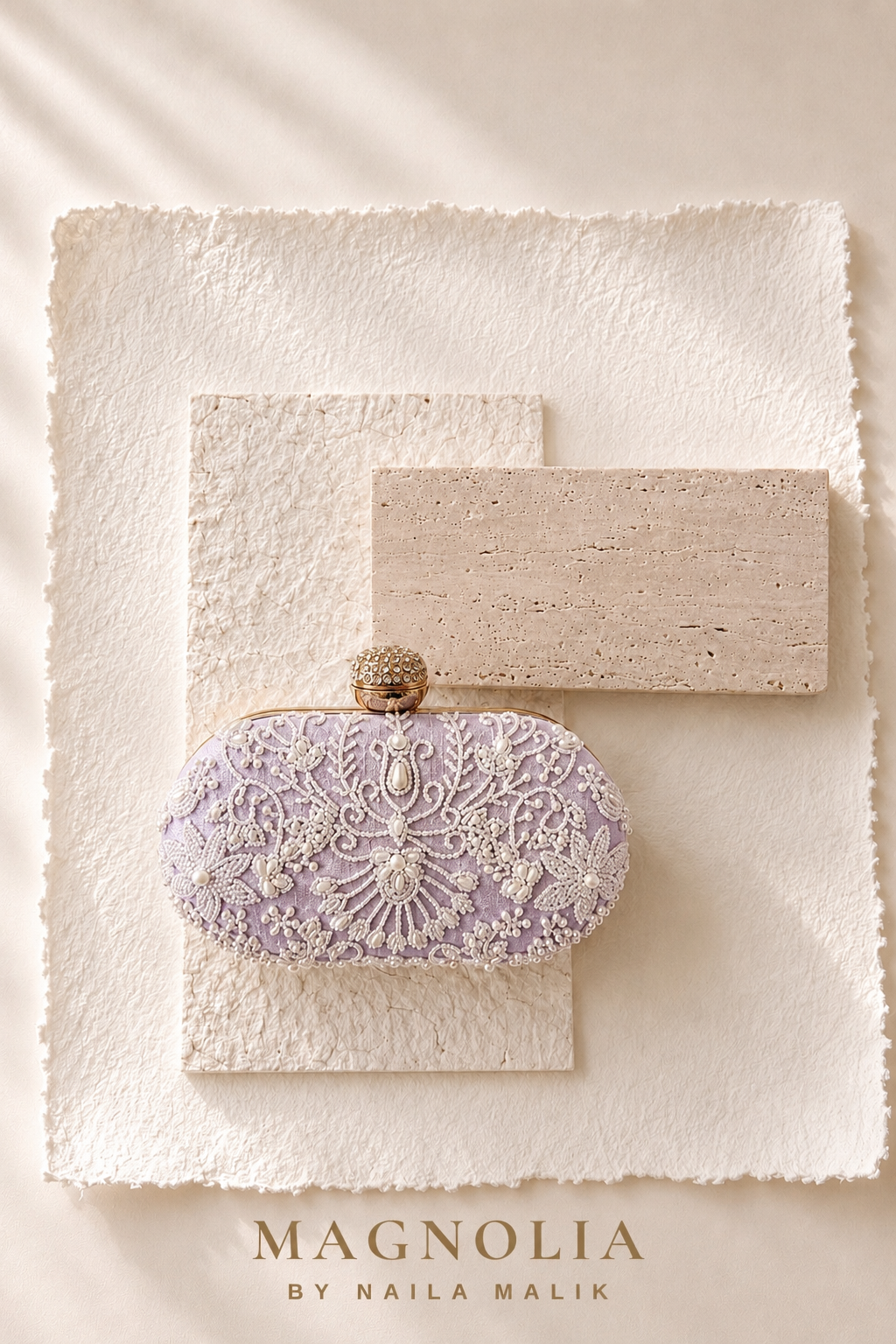MALLAWI | Lilac Pearl Embellished Clutch