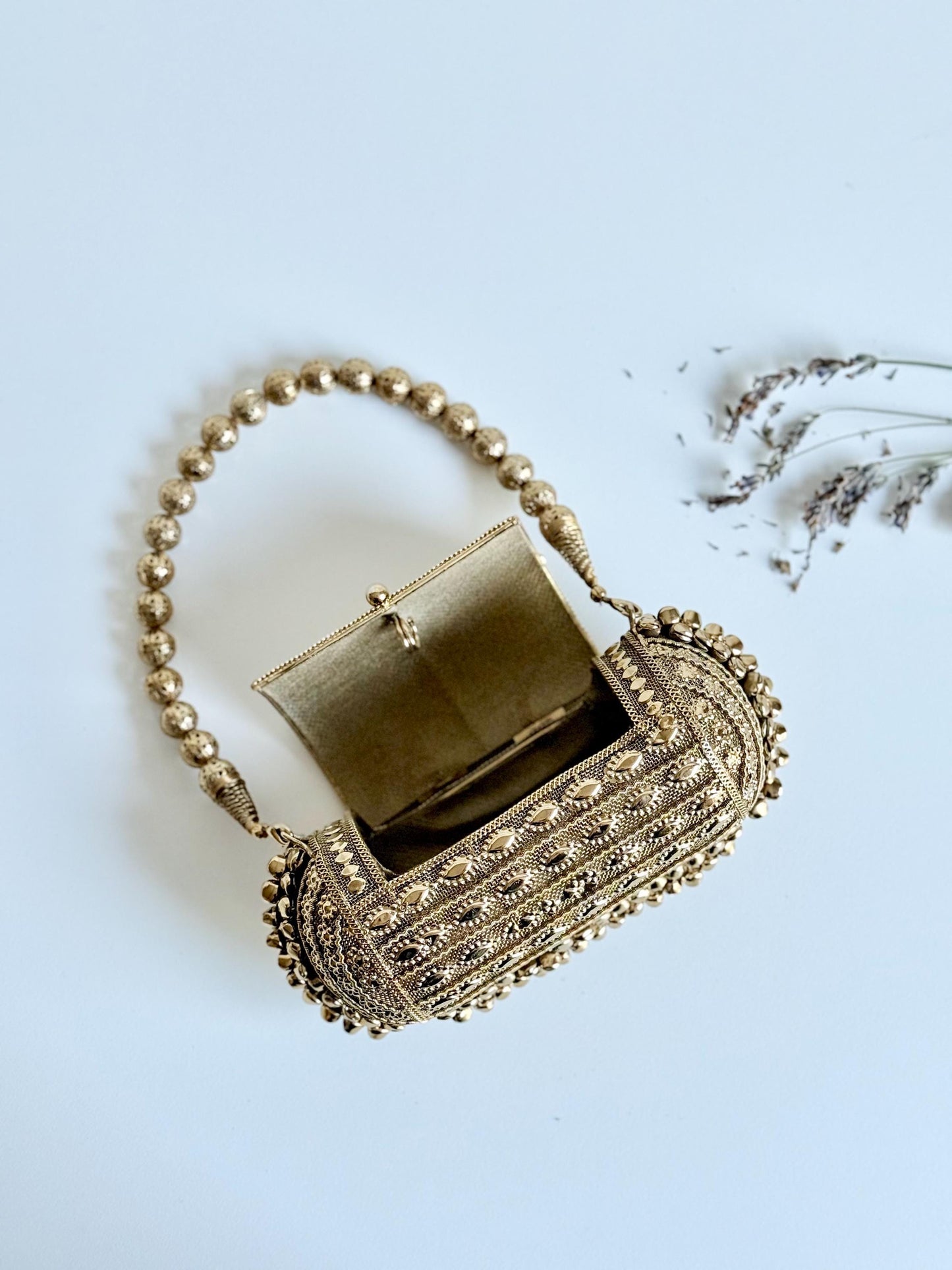 BEN THANH | Antique Golden Cylinder Formal Evening Purse for Weddings | Gift Idea for Her