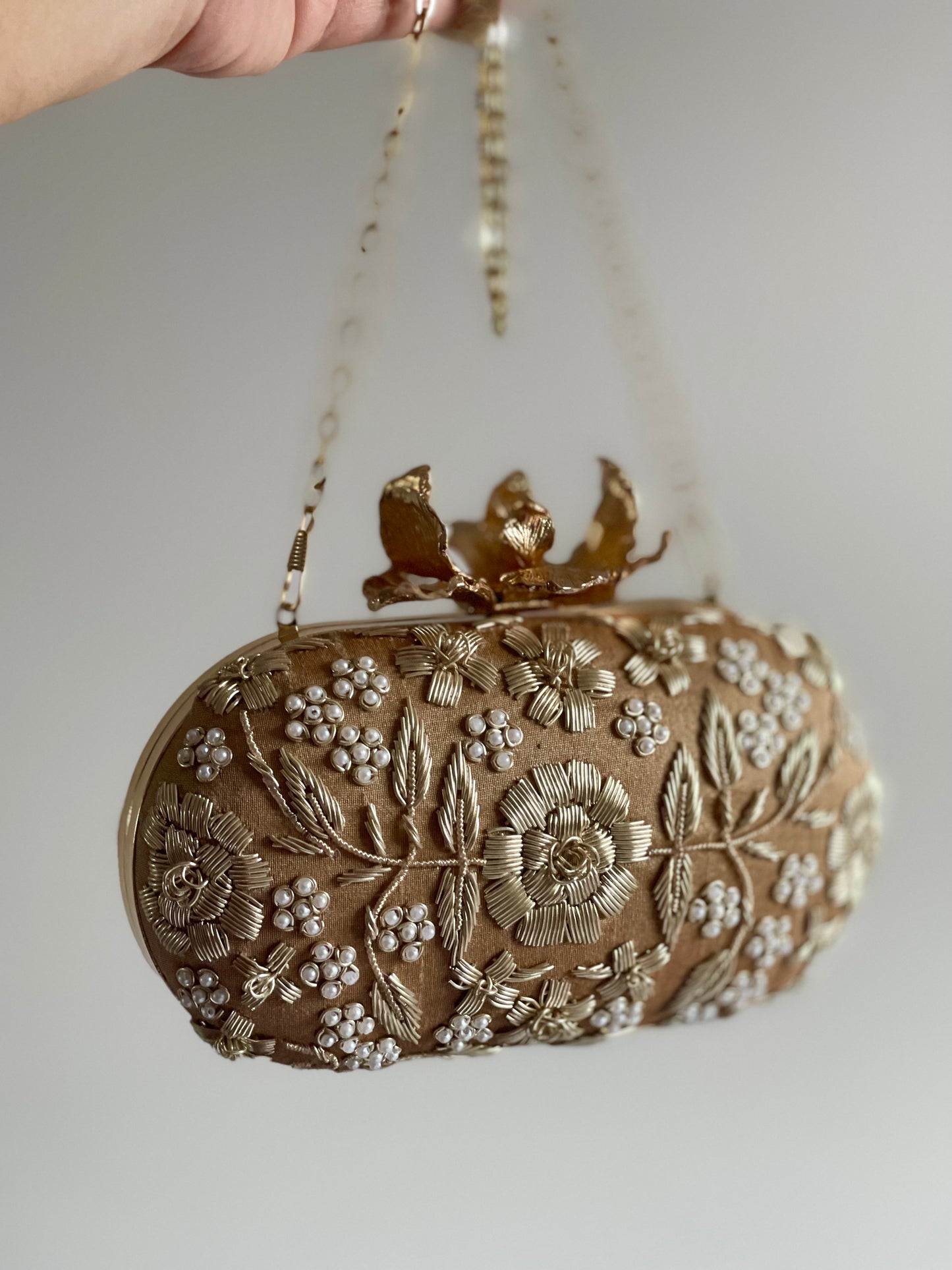 ROSELYN Gold Embroidered Floral Clutch (Final Stock)
