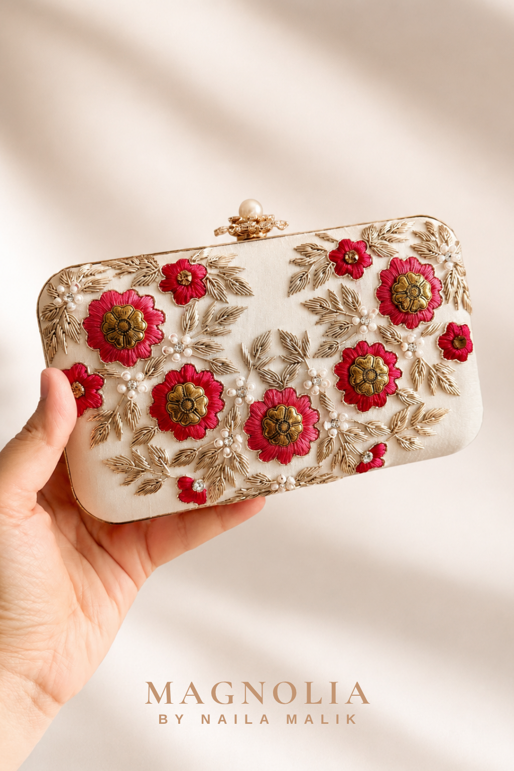 ALEXANDRIA | Pearl White Bridal Clutch