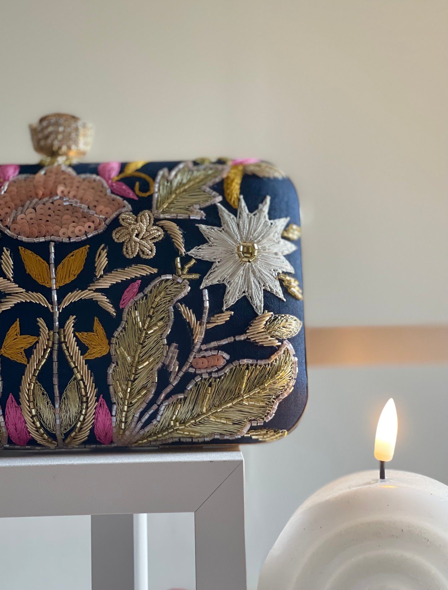 VALLETA Blue Zardozi Clutch (Final Stock)