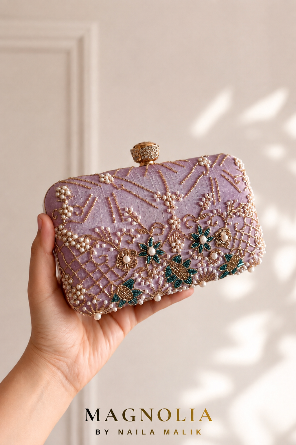 BORDEAUX | Lilac Embroidered Clutch