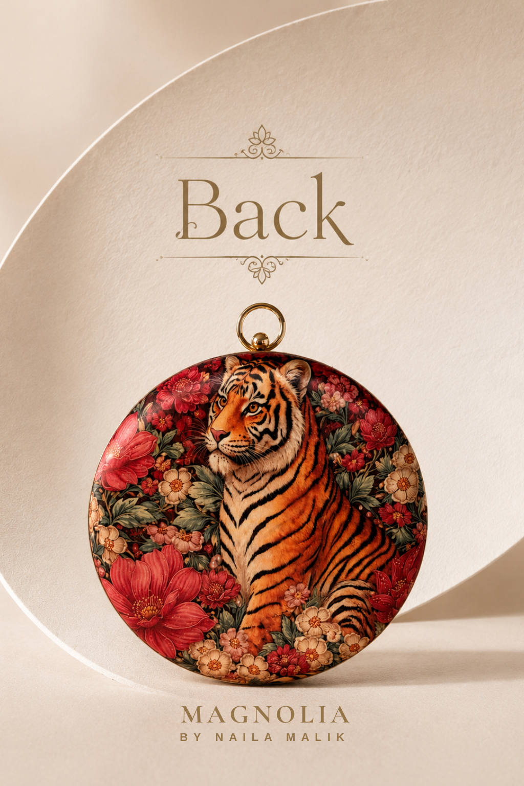 BAGH OF BENGAL | Indian Themed Red Orange Printed Embroidered Clutch