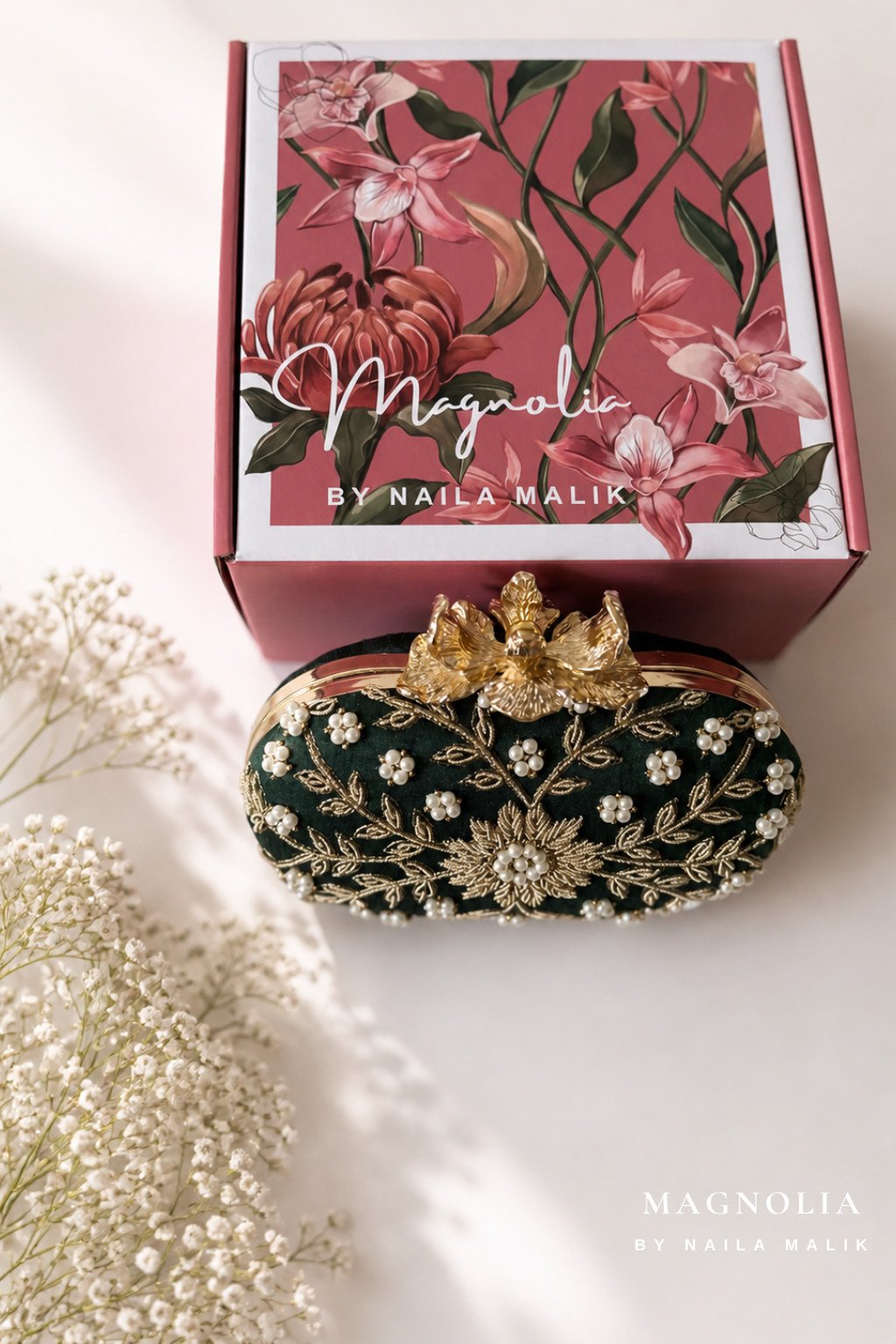 ROSA | Emerald Green Floral Clutch