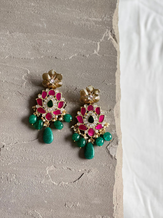 SAFIYAH | Statement 18k Gold plated traditional Indian ethnic Earrings |Eid Diwali gifts