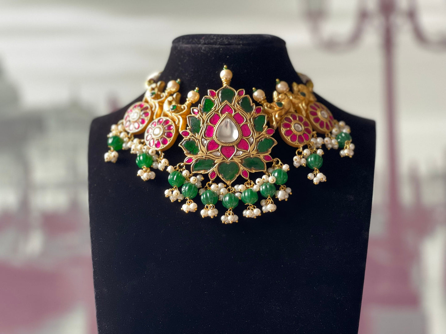ISHQ PEHCHAN traditional necklace and jhumki set kundan meenakari jewellery set bridal mehndi henna gift