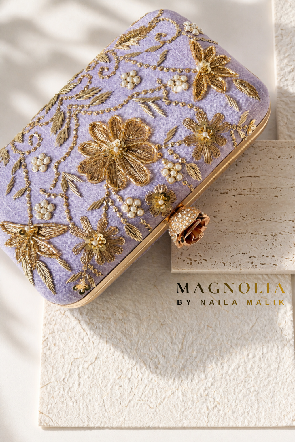 AUCKLAND | Lilac Embroidered Clutch Bag