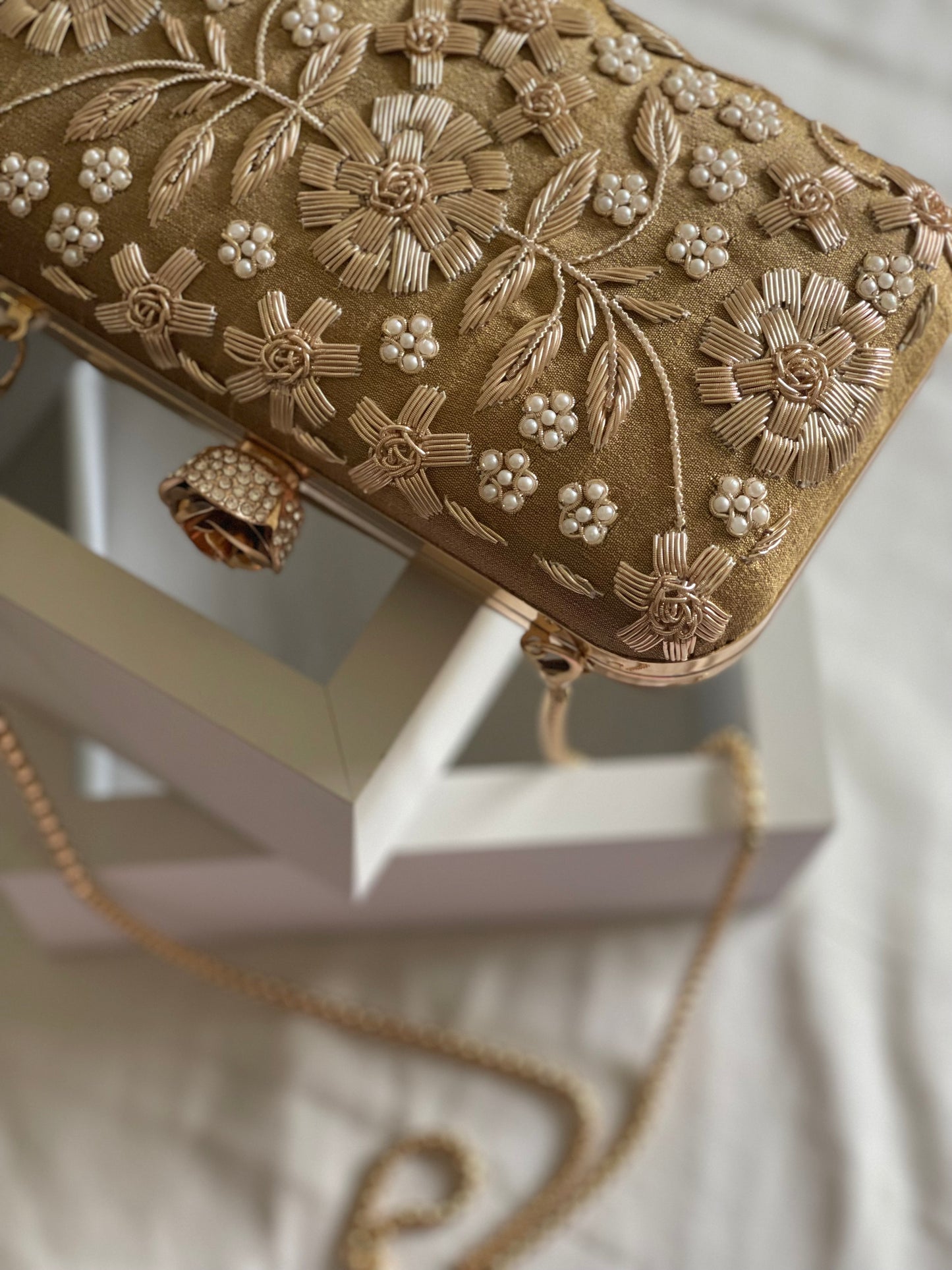 SOFIA Gold Embroidered Clutch (Final Stock)