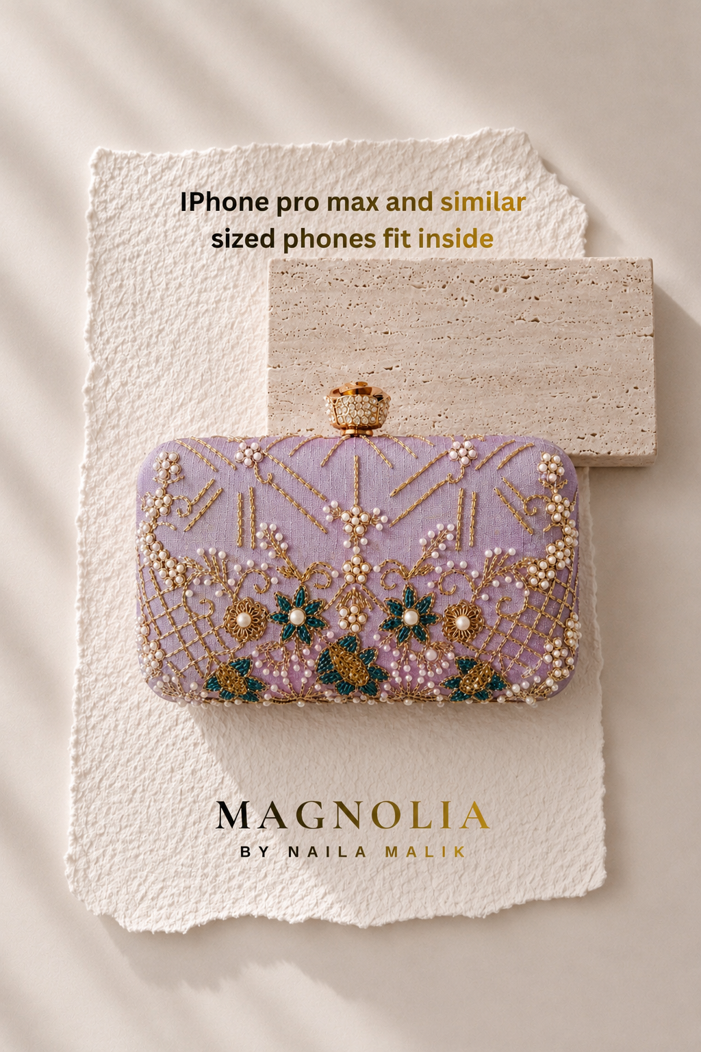 BORDEAUX | Lilac Embroidered Clutch