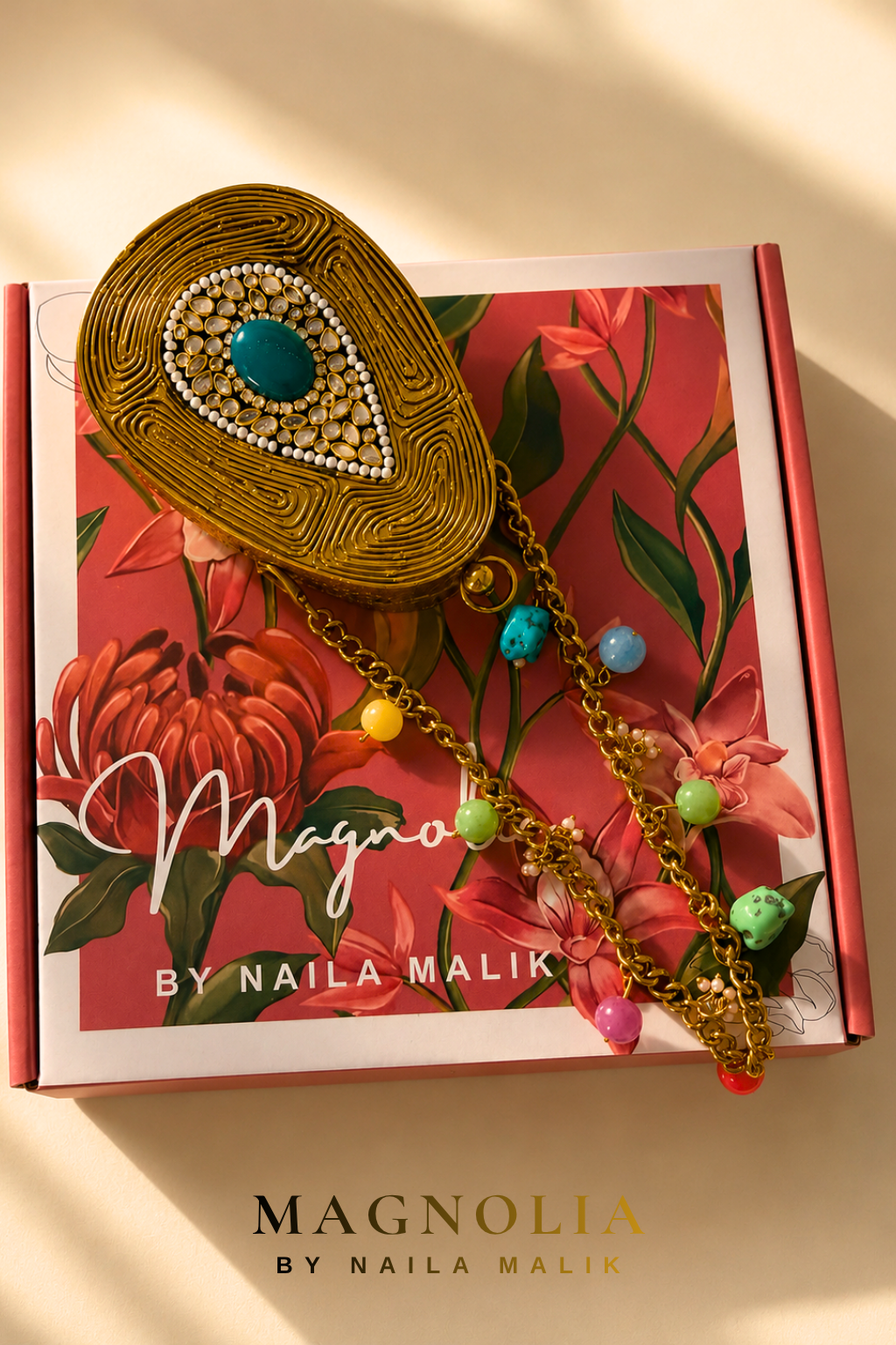 ZAVERI BAZAAR | Tear Drop Gold Mini Purse