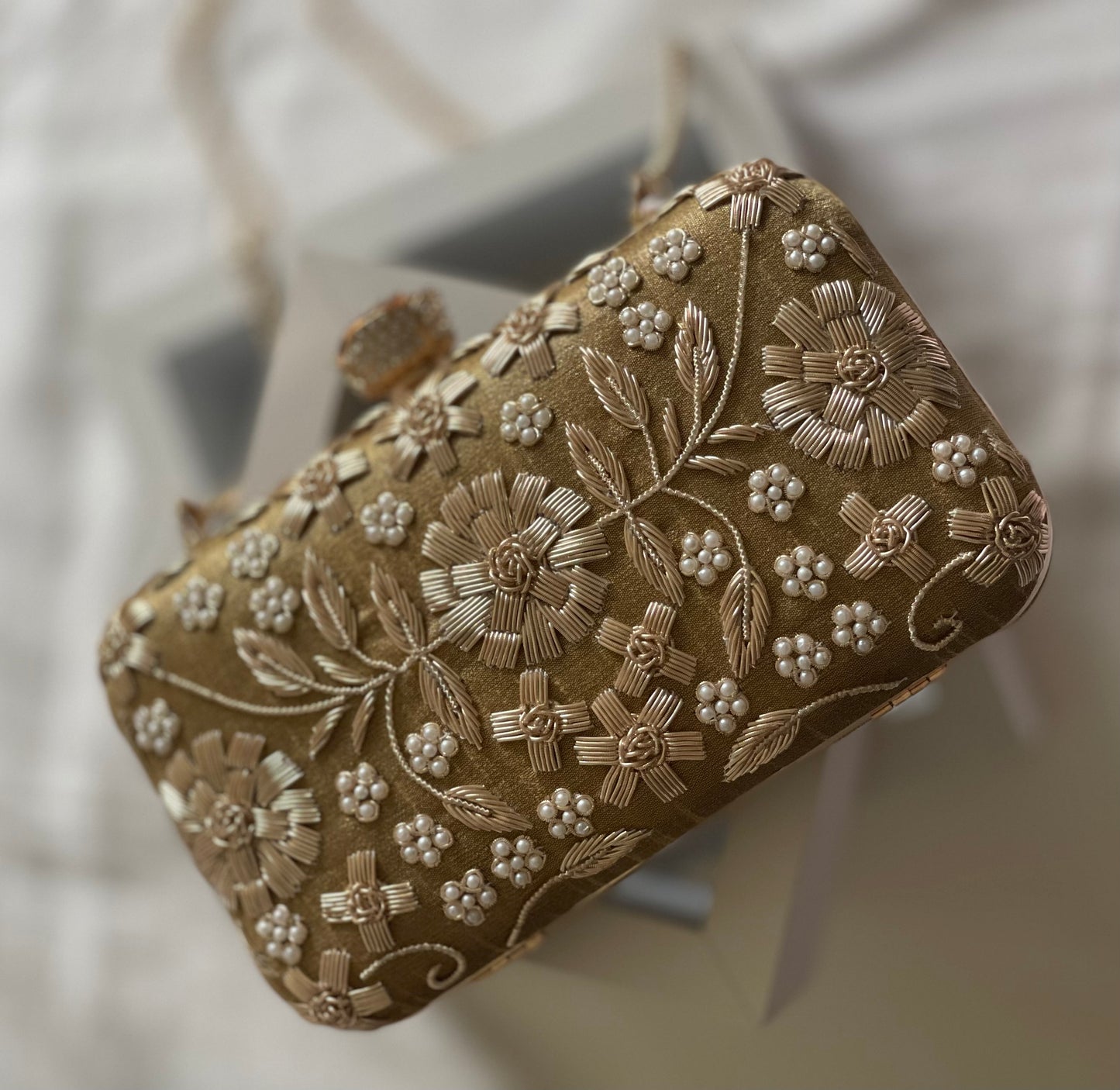 SOFIA Gold Embroidered Clutch (Final Stock)