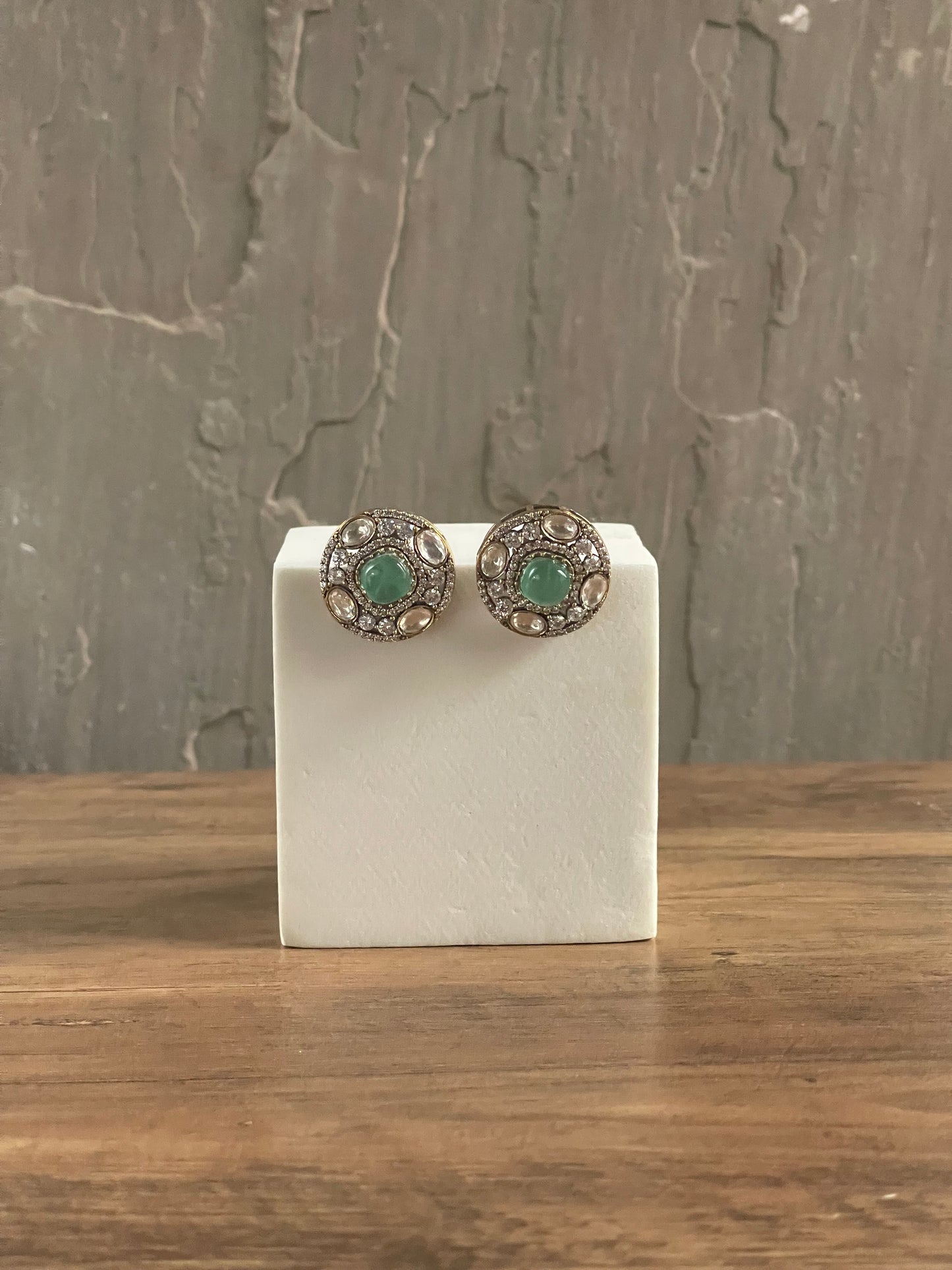 GIA | Green Polki Oversized Studs