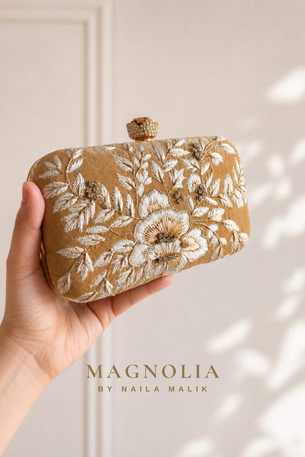 MYKONOS | Gold Floral Embroidery Clutch