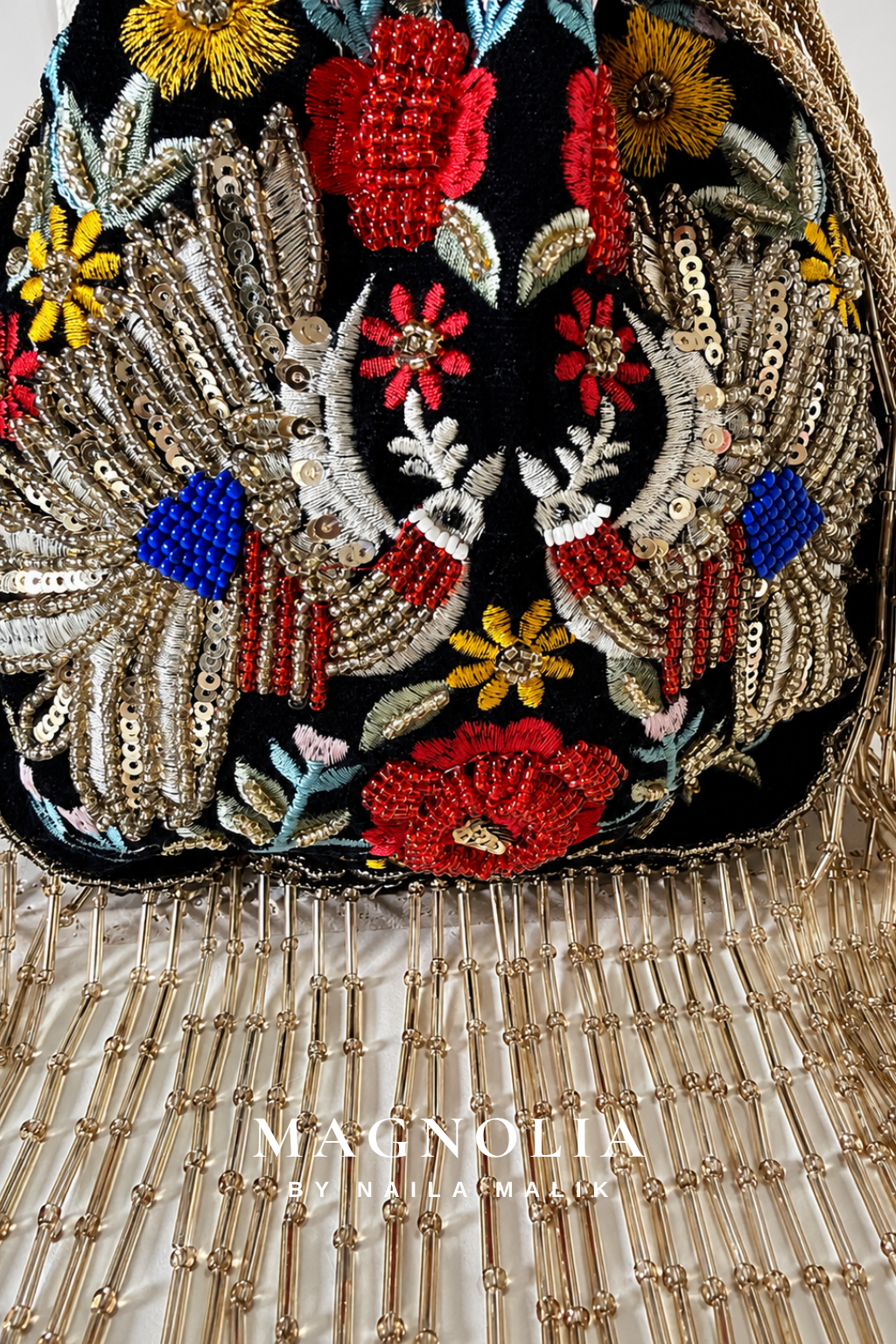 ASWAN | Black Bird Embroidery Potli Bag