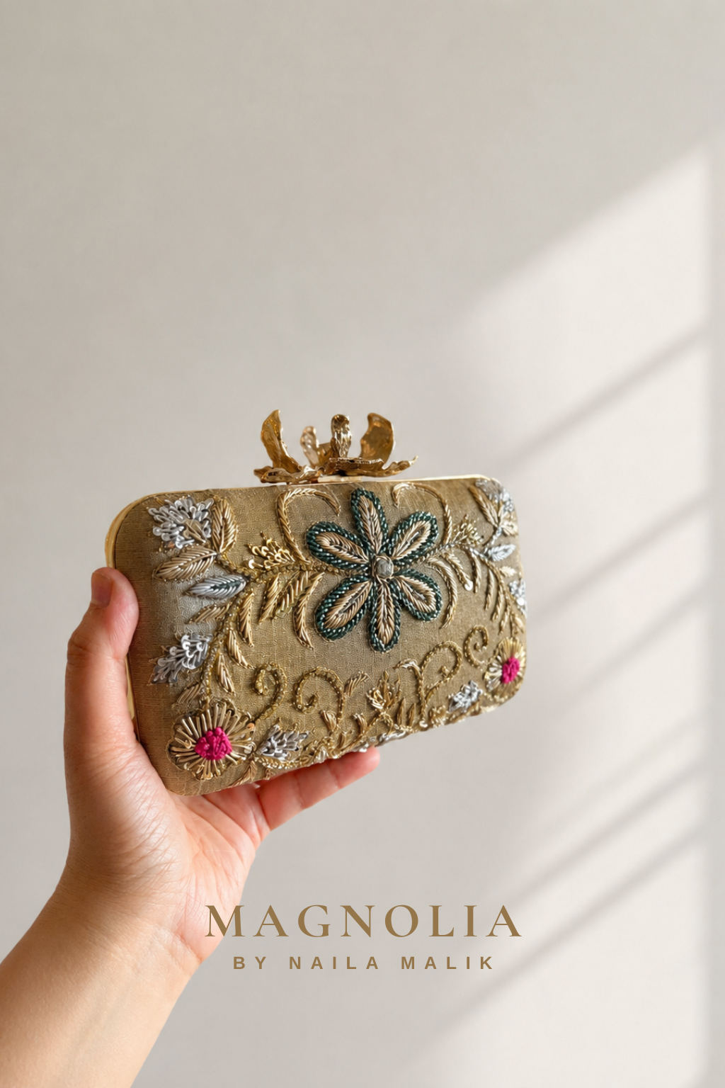 ATHENS | Olive Green Floral Clutch