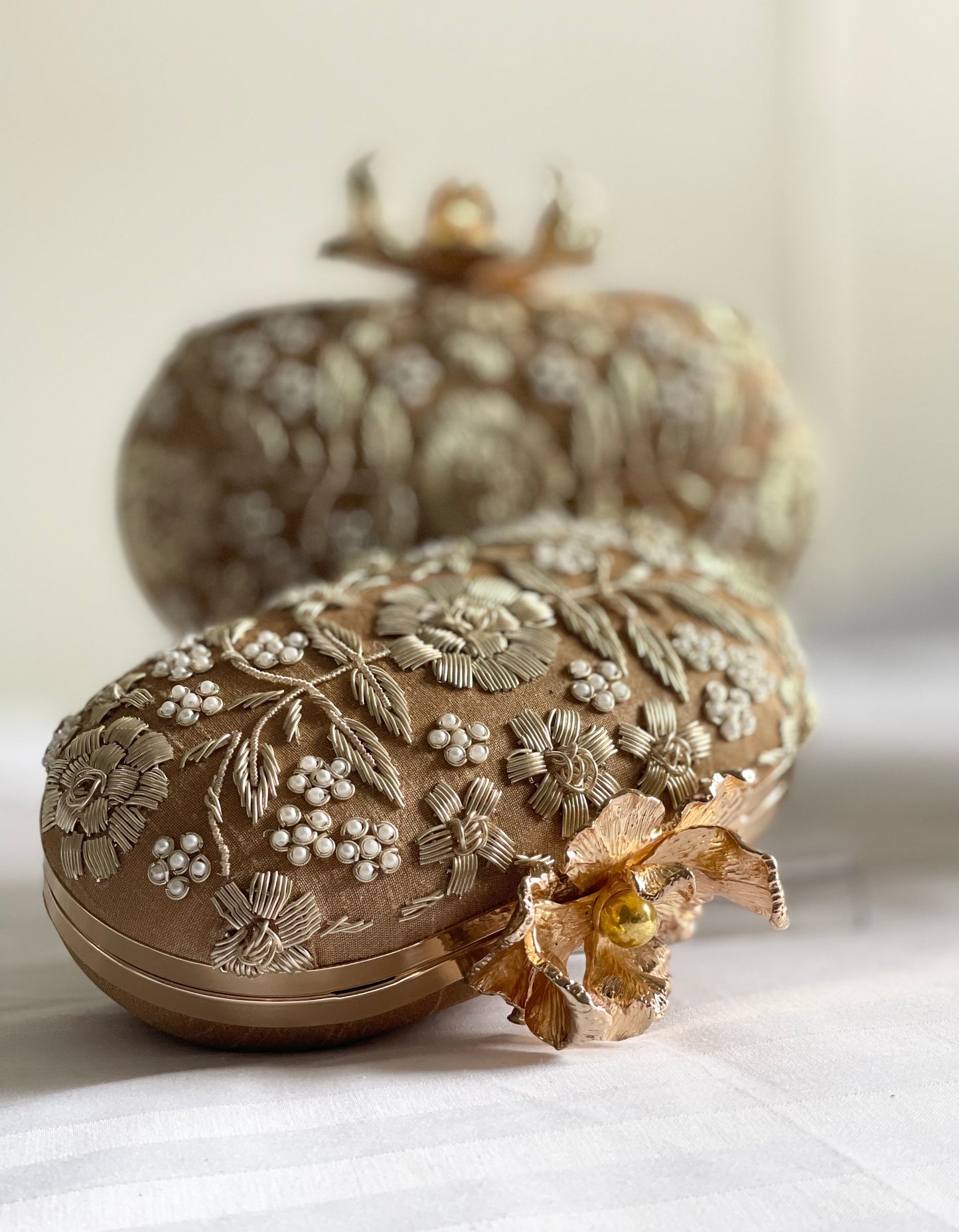 ROSELYN Gold Embroidered Floral Clutch (Final Stock)