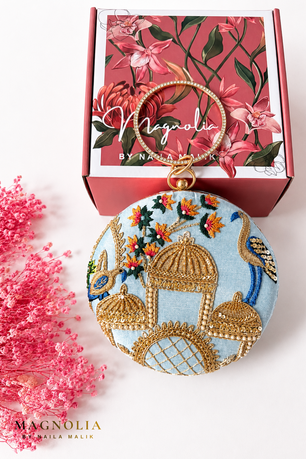 ZAGREB| Blue Architectural Embroidery Clutch