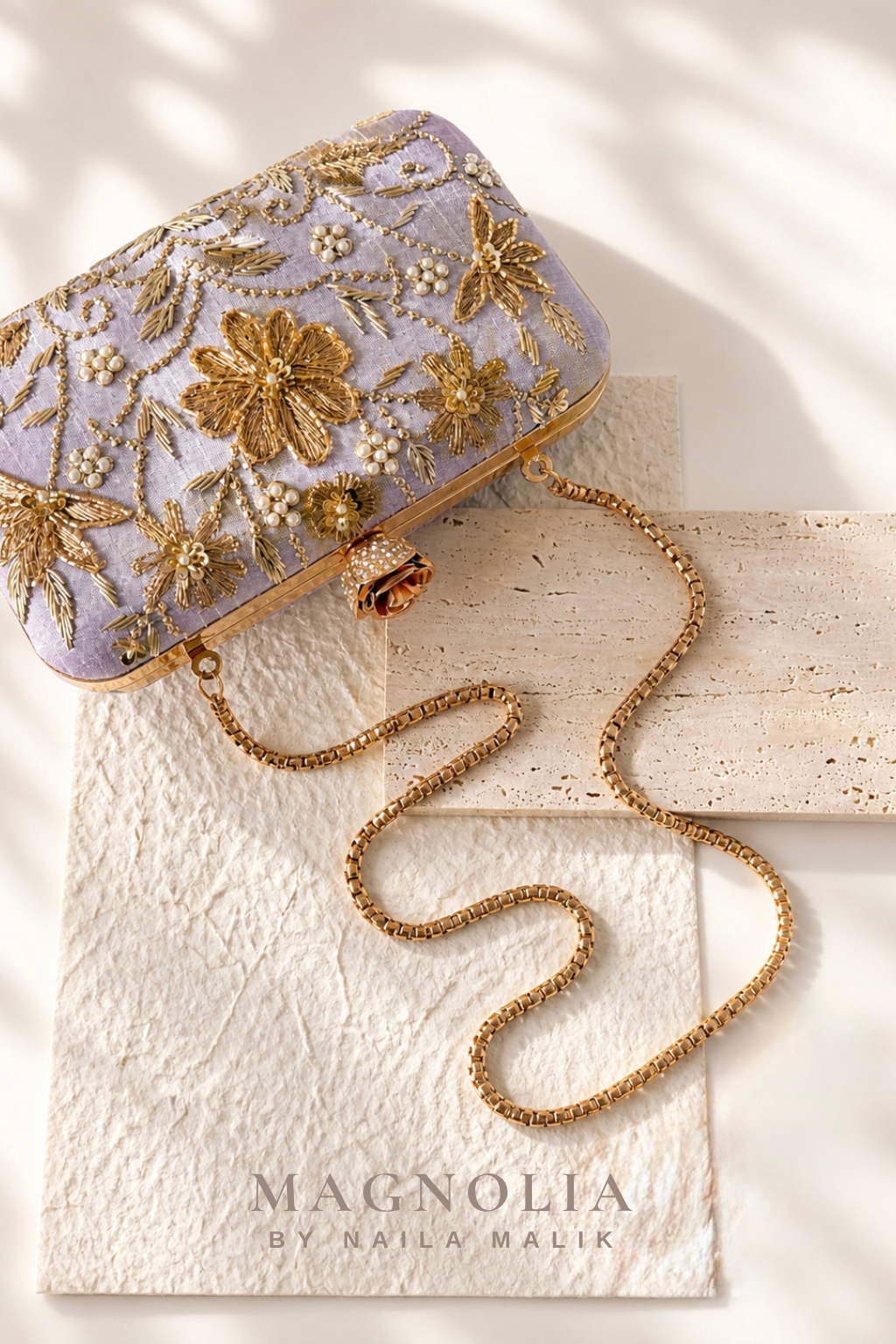 AUCKLAND | Lilac Embroidered Clutch Bag