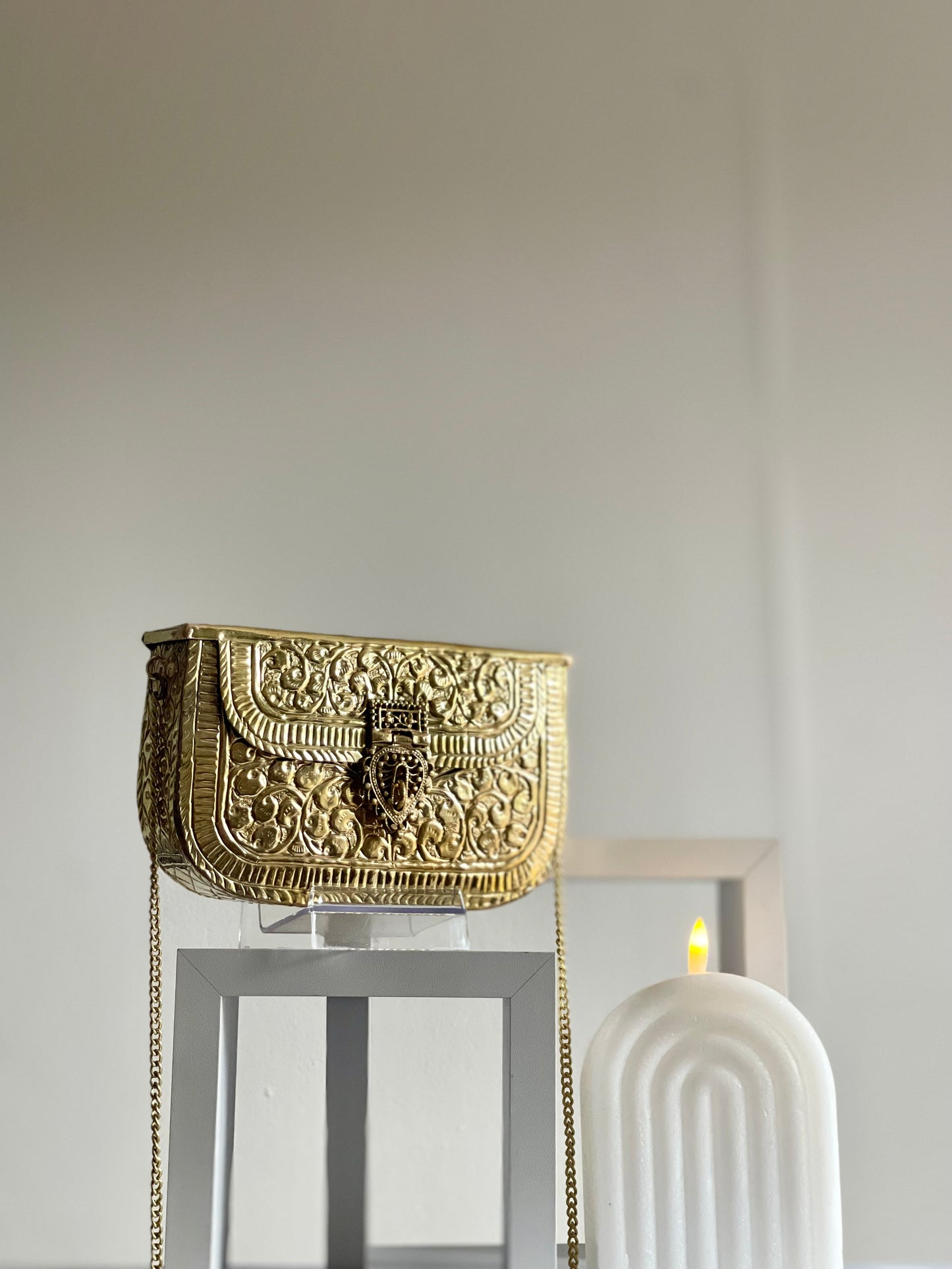 ACCRA | Gold Antique Style Brass Clutch Vintage