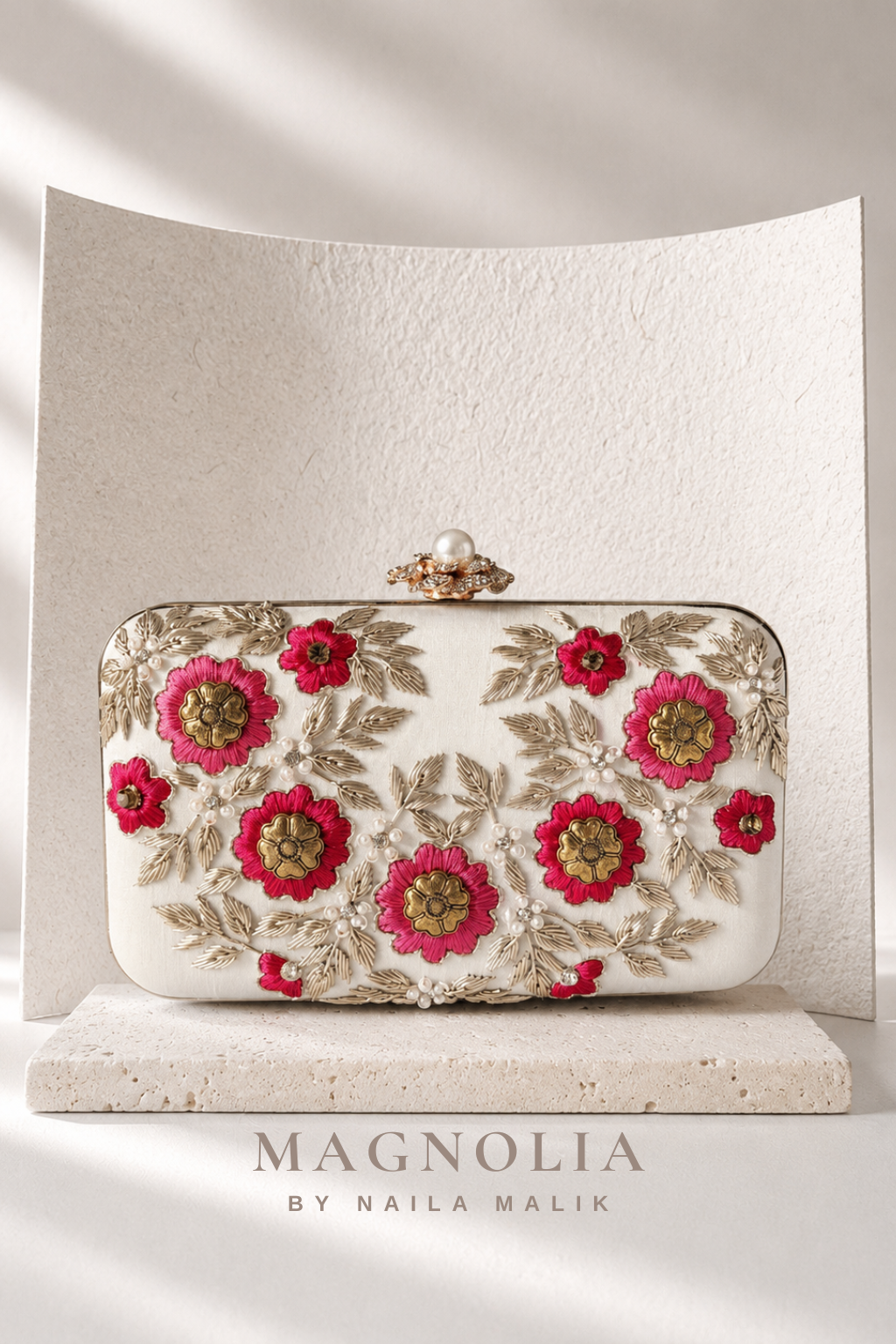 ALEXANDRIA | Pearl White Bridal Clutch