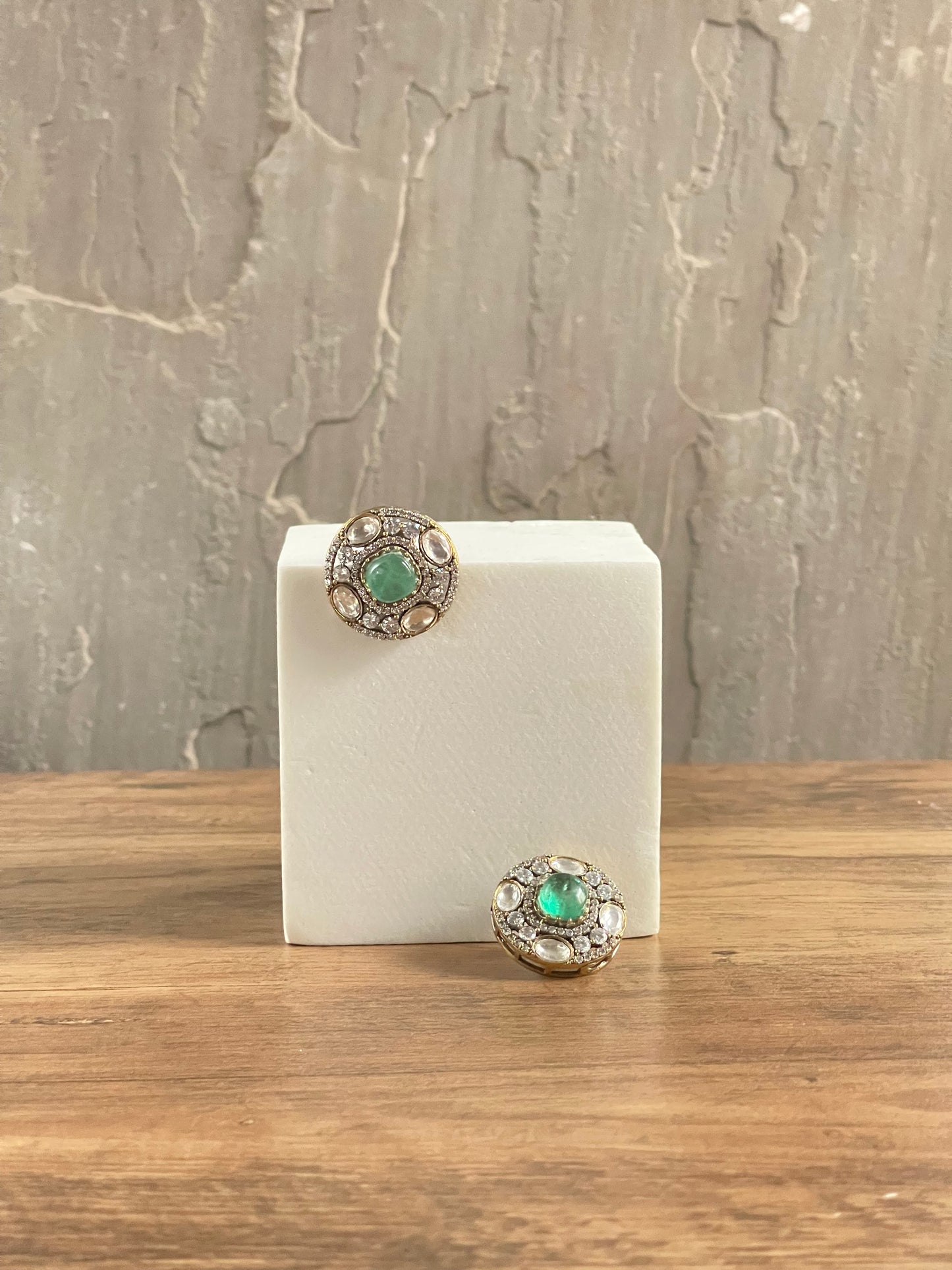 GIA | Green Polki Oversized Studs