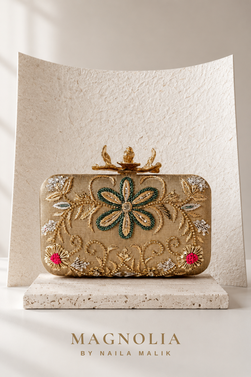 ATHENS | Olive Green Floral Clutch