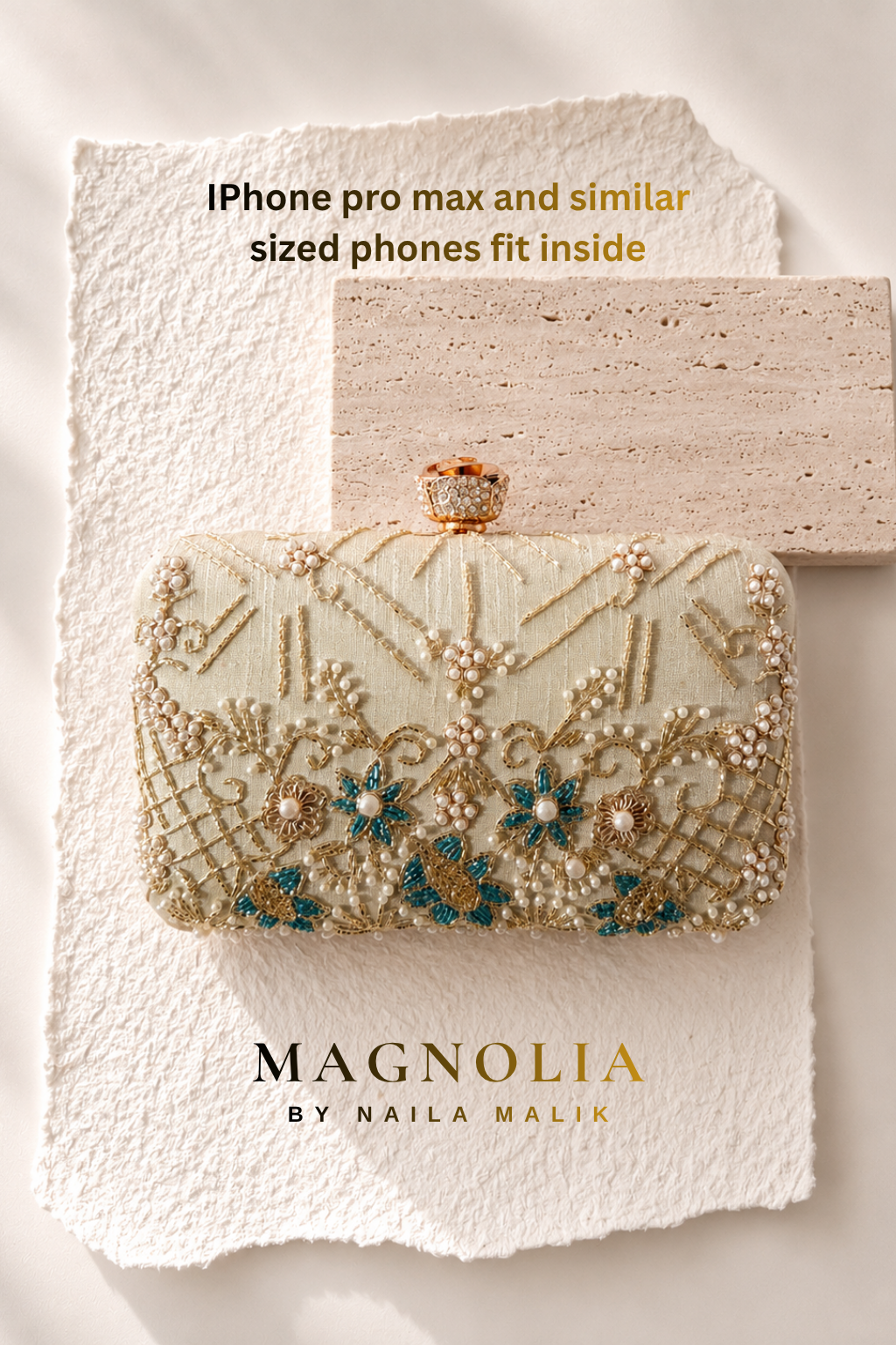 BORDEAUX | Sage Green Embroidered Clutch
