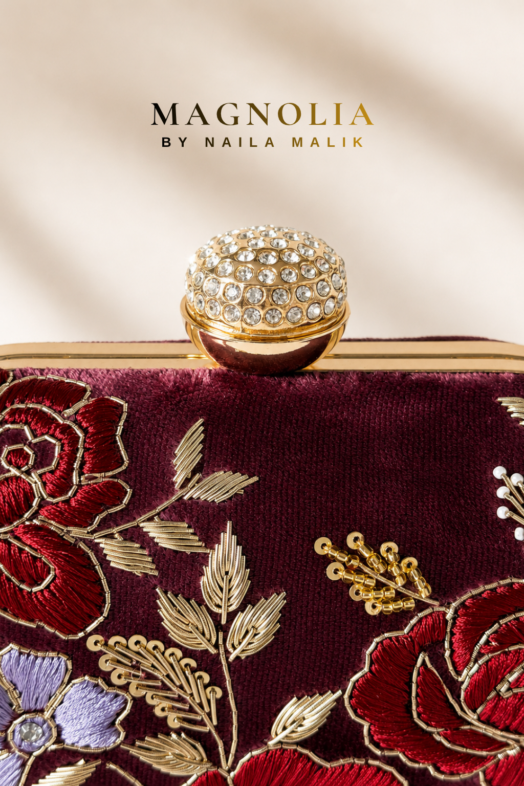 RIO | Plum Floral Embroidered Clutch Bag