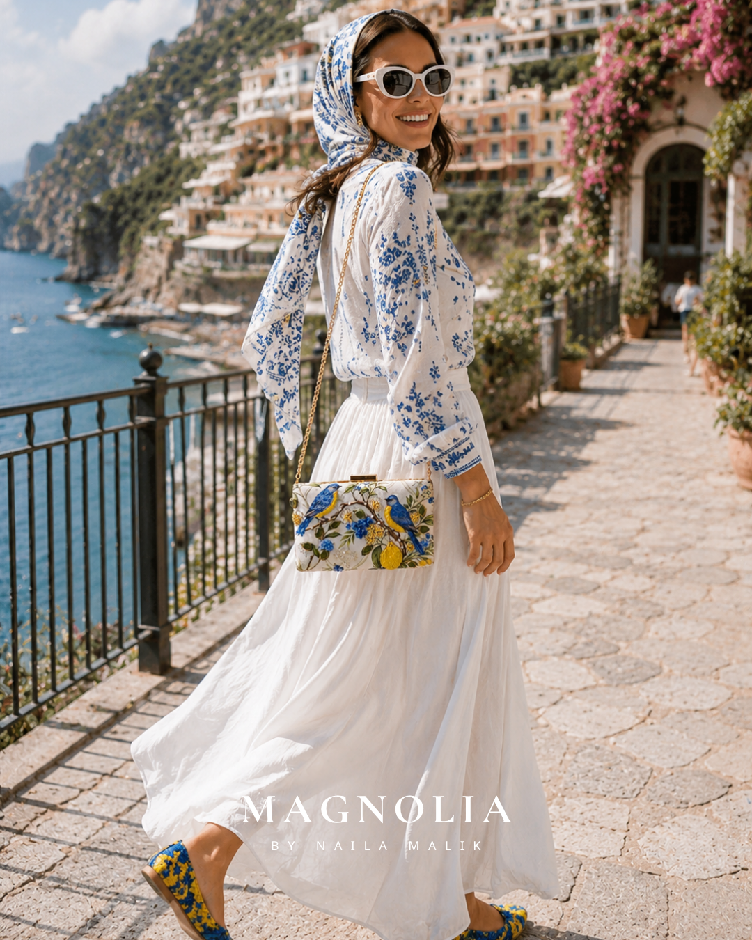 AURELIA OF AMALFI | Italian Themed Blue & Yellow Clutch Bag
