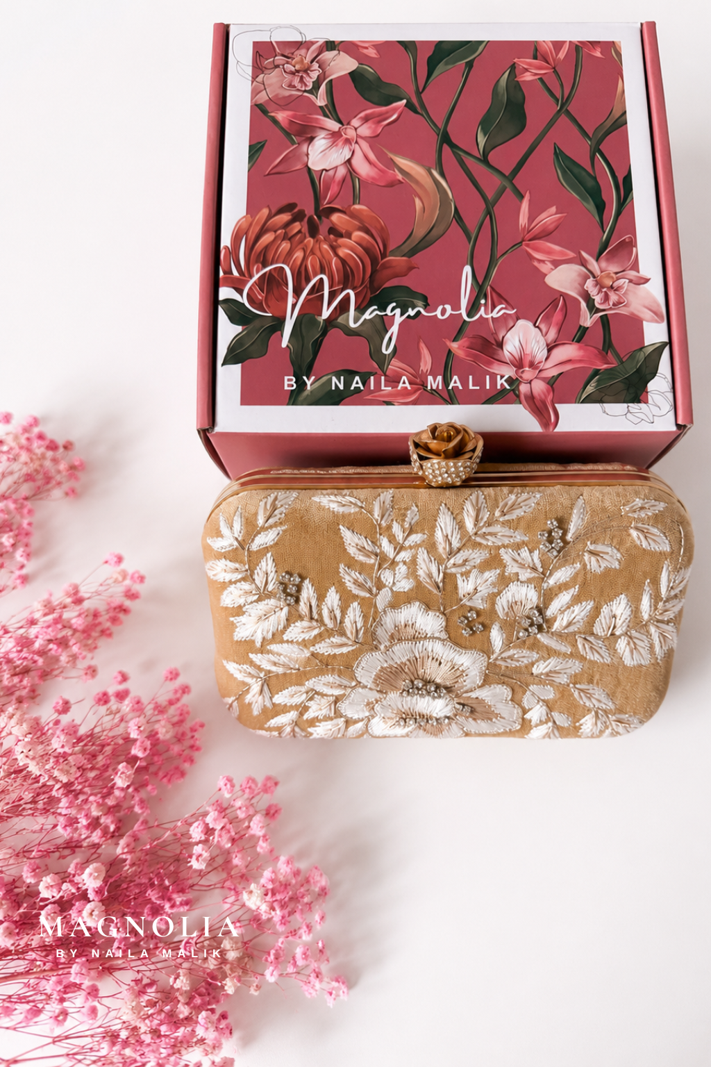 MYKONOS | Gold Floral Embroidery Clutch