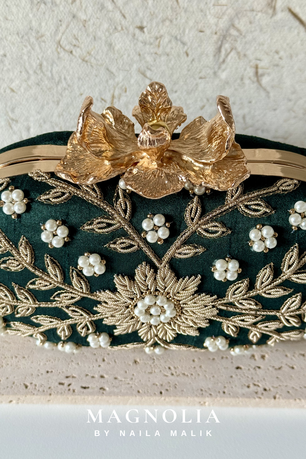 ROSA | Emerald Green Floral Clutch