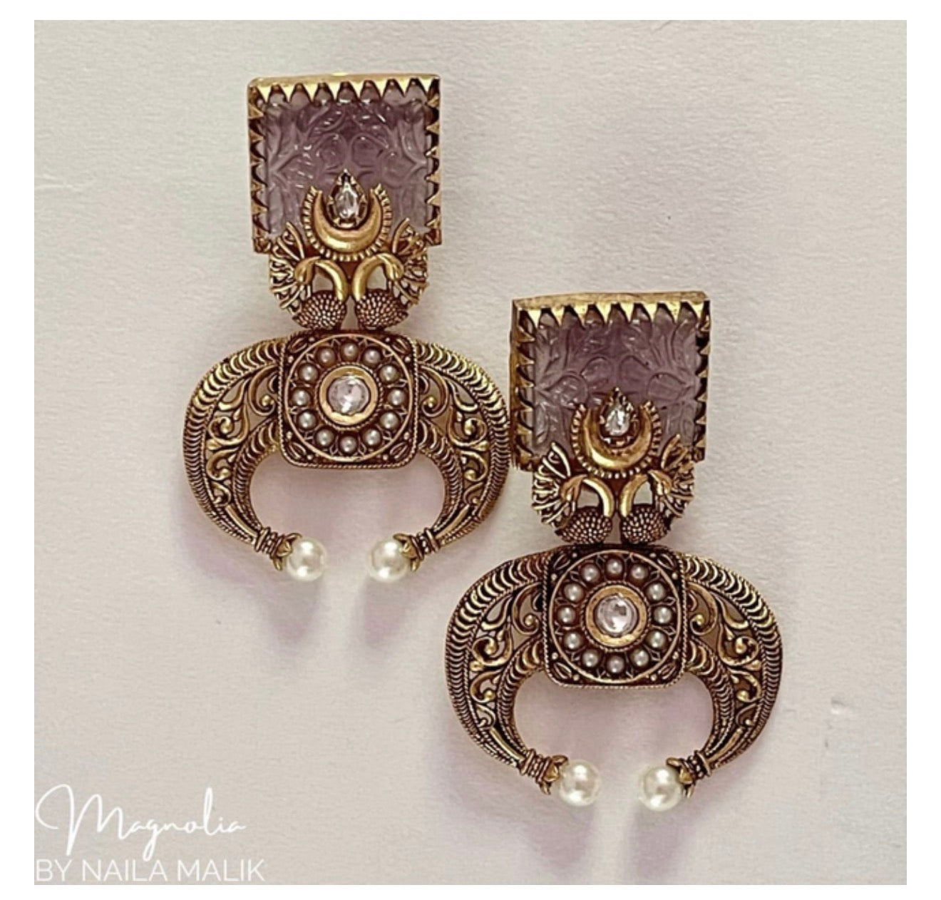 Lavendar Haze Kundan Stone Earrings